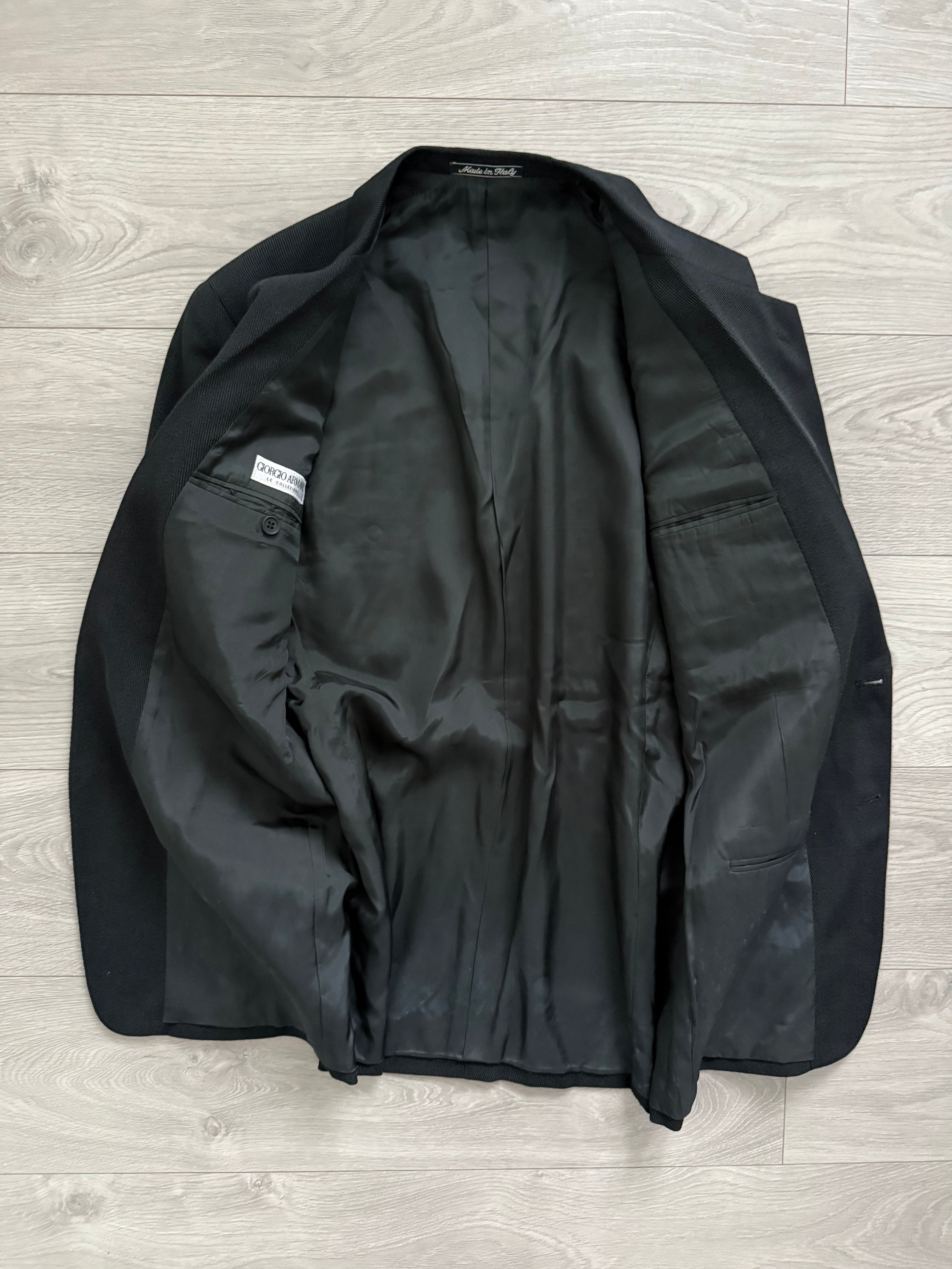 Giorgio Armani 1980s 2B Pleated Wool Suit Black New - Size L Jacket / 32" Waist