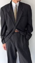 Giorgio Armani 1980s 3B Draped Textured Pleated Wool Suit Grey - Size XXL Jacket / 38" Waist