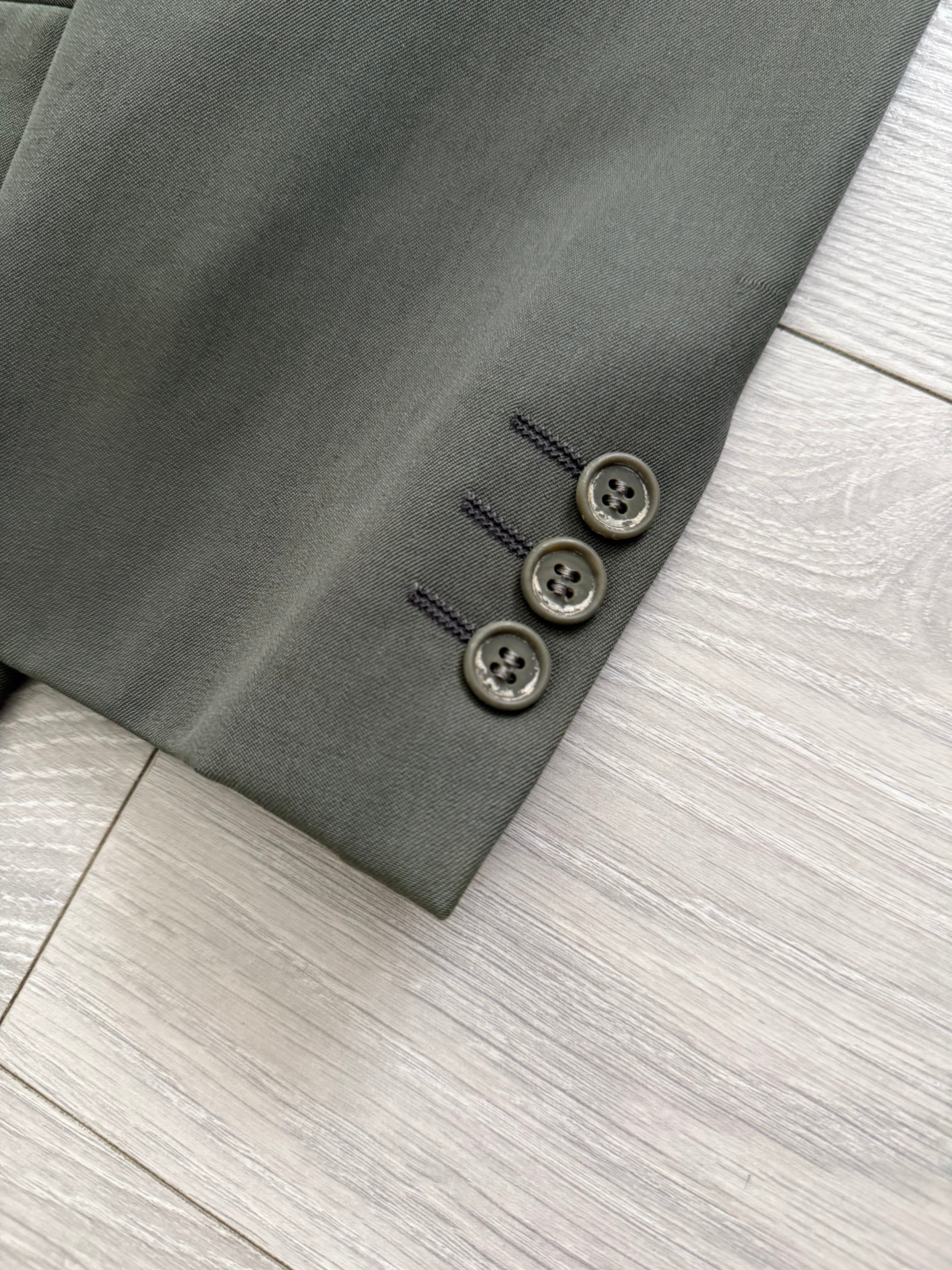 Emporio Armani 1980s Peaked Lapel Double Breasted Wool Sports Jacket Blazer Green - Size S