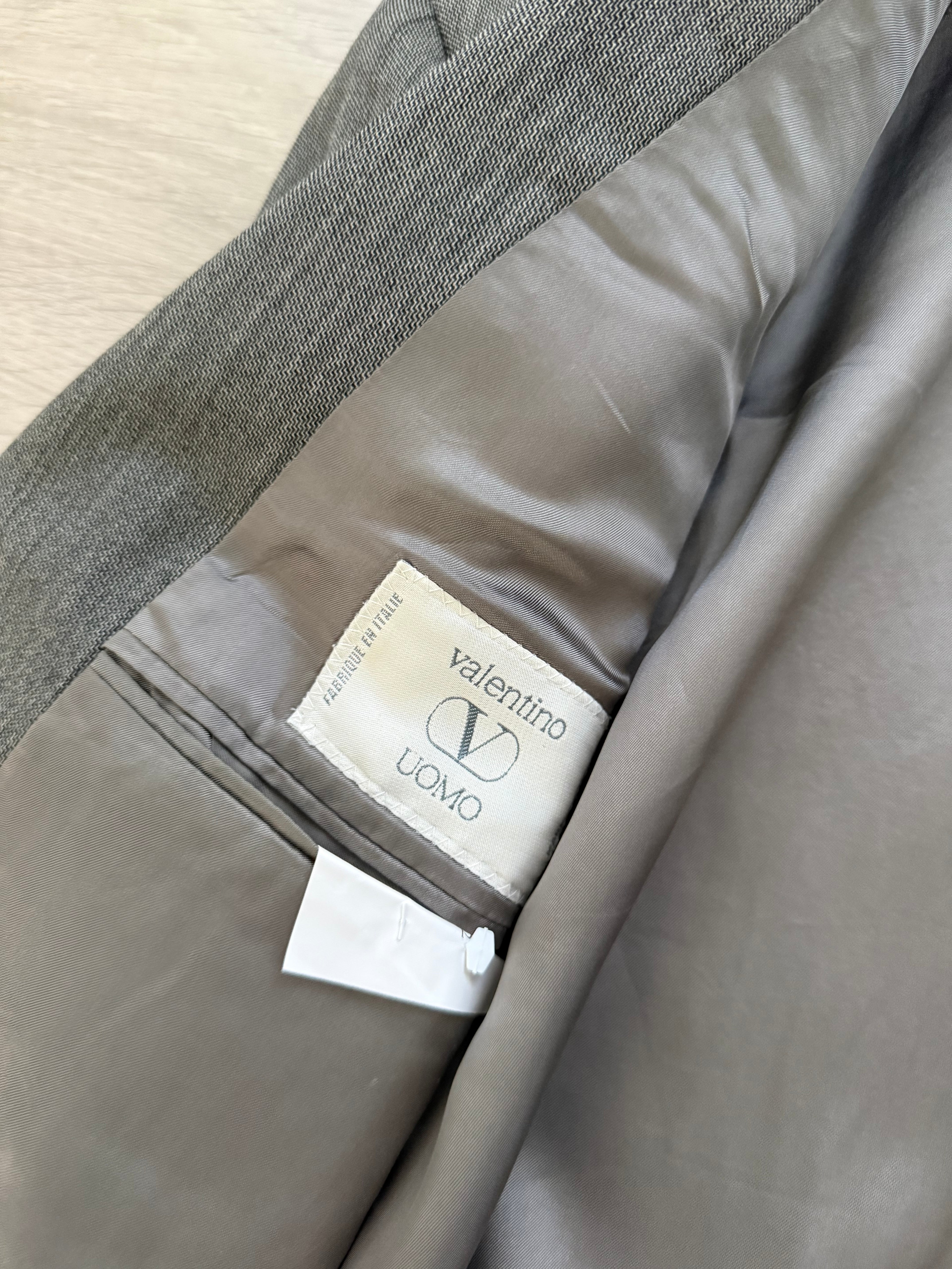 Valentino 1980s 2B Heathered Grey Wool Sports Blazer Jacket - Size L