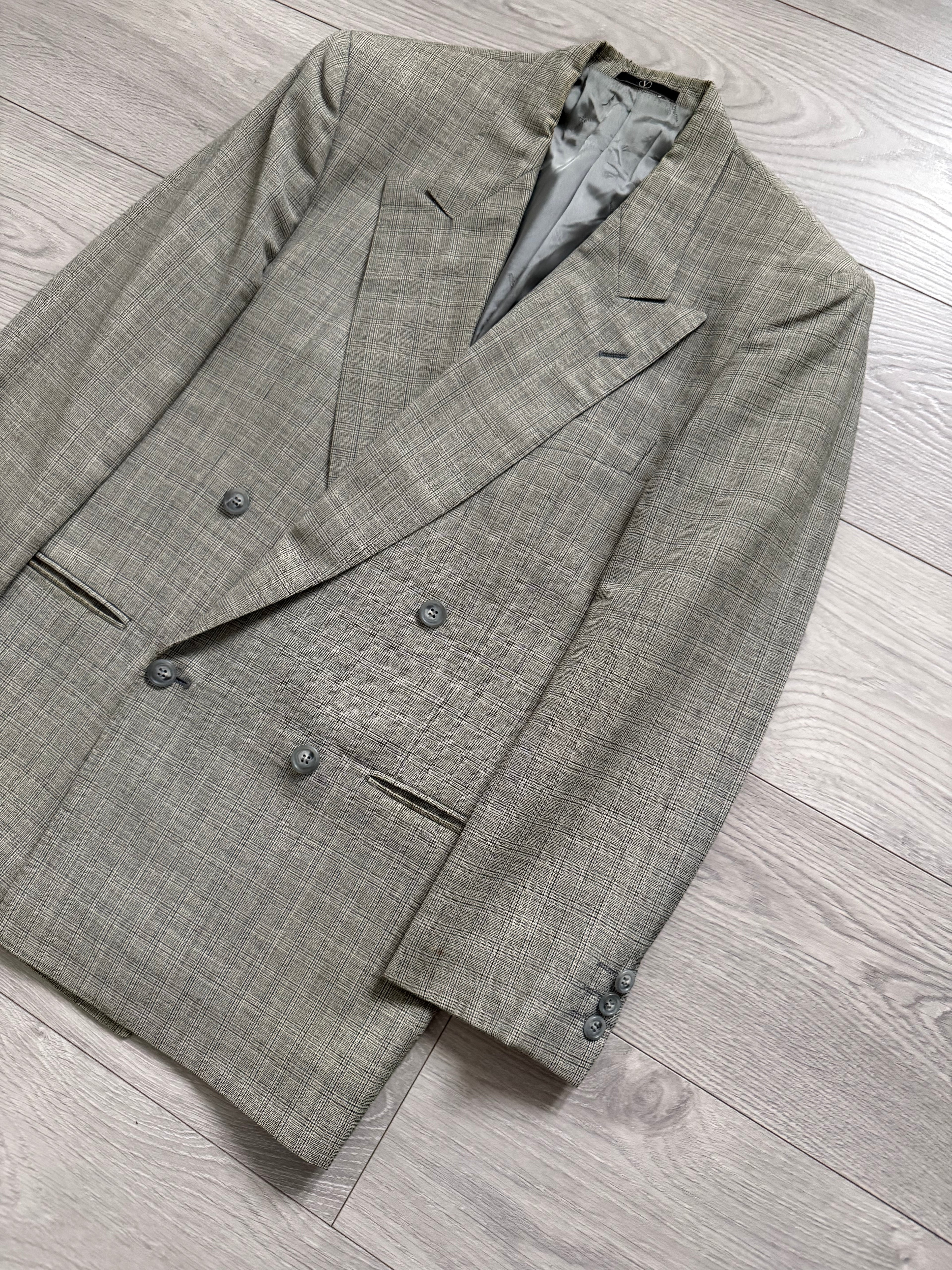 Valentino 1980s Peaked Lapel Double Breasted Wool Sports Blazer Jacket - Size S