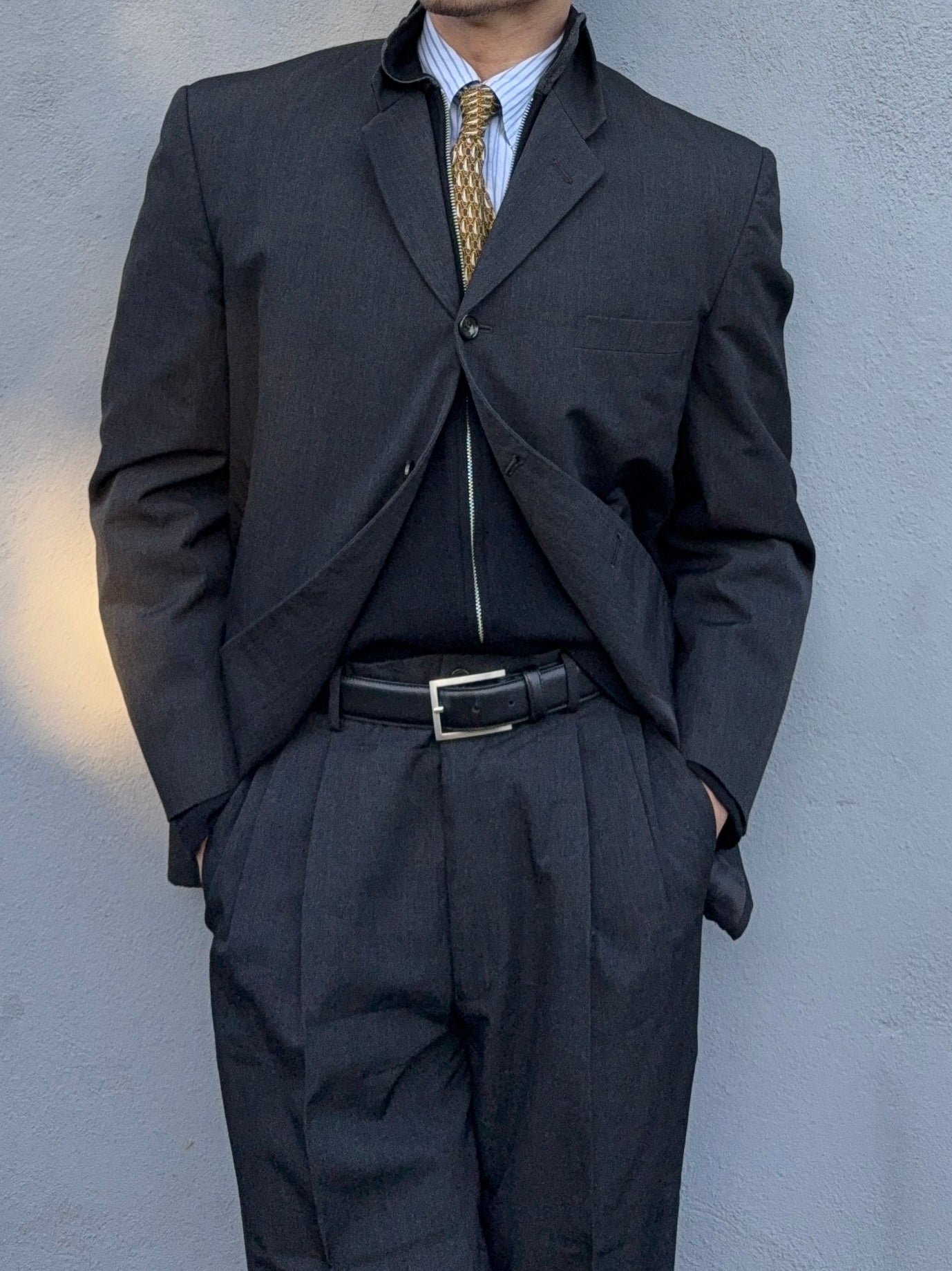 Comme Des Garcons Homme 1998 4B Charcoal Grey Pleated Wool Suit - Size M Jacket / 30" Waist