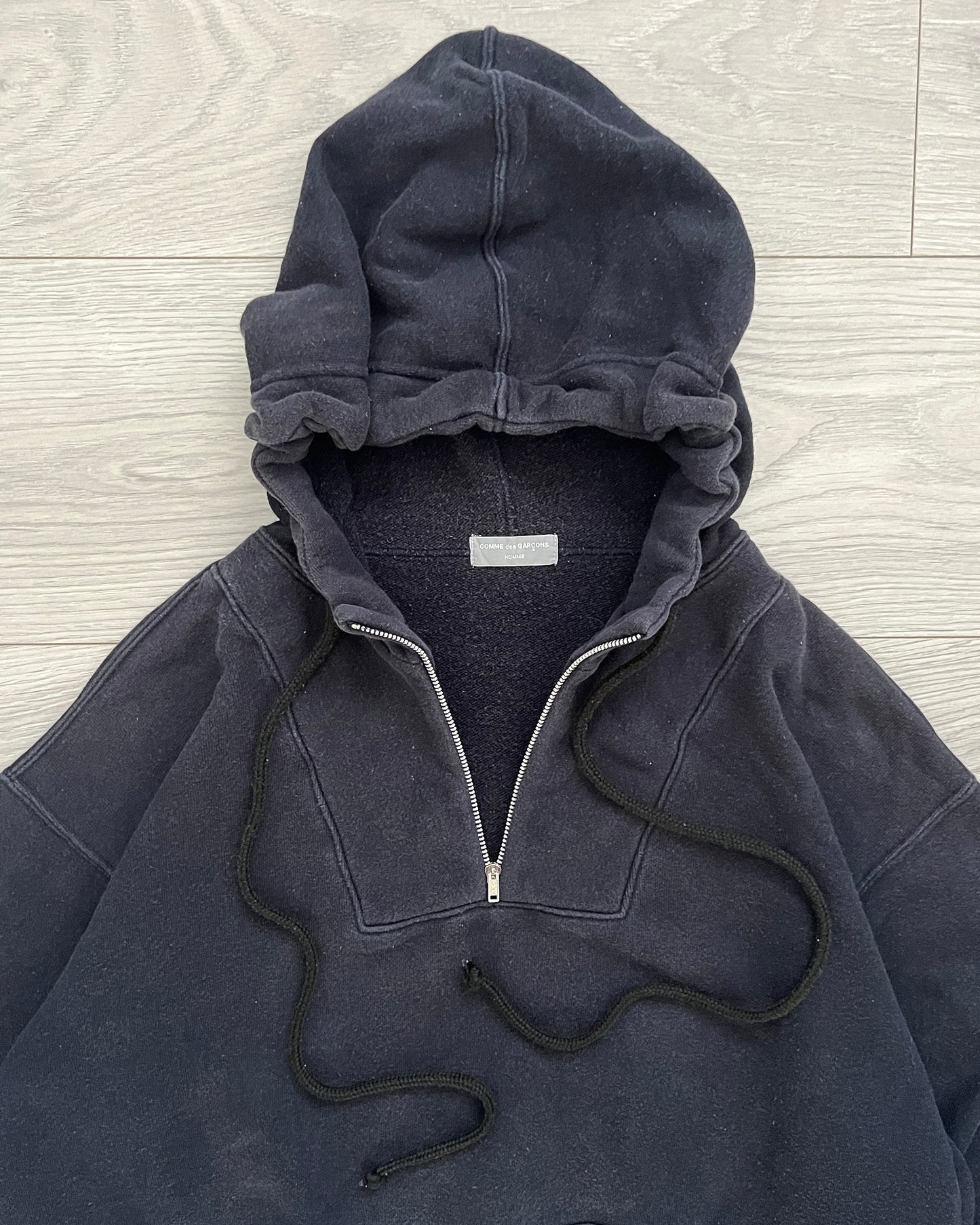 Comme Des Garcons Homme 1990s Faded 1/4 Zip Hoodie - Size S