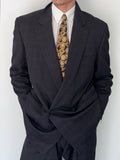 Versace 1980s Notch Lapel Double Breasted Pleated Wool Check Suit Black - Size M Jacket / 32" Waist