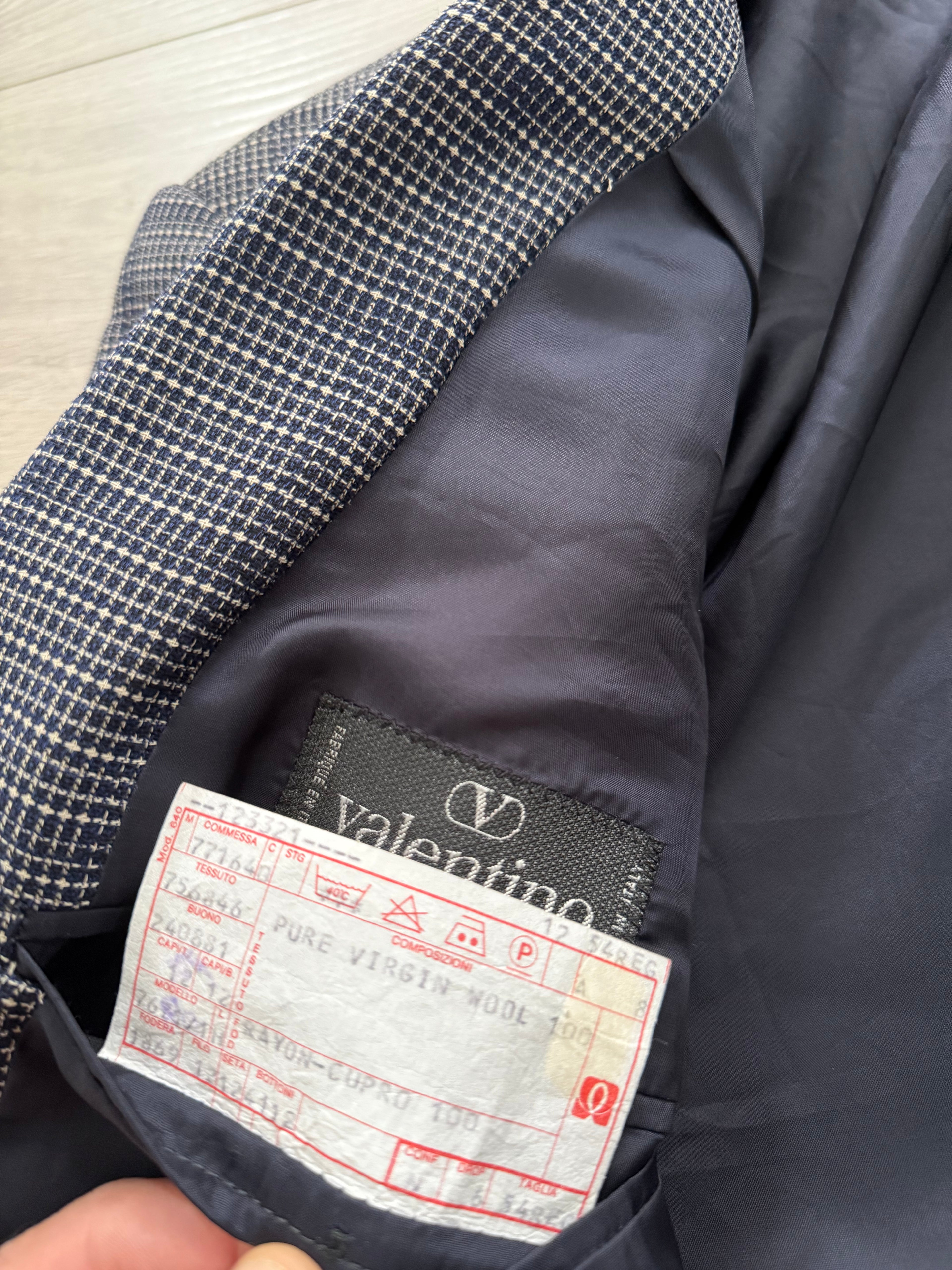 Valentino 1980s 2B Textured Wool Check Sports Jacket Blazer  - Size XXL