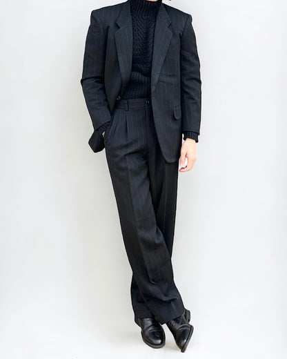 Comme Des Garcons Homme AW1988 Wool Striped Pleated Suit - M Jacket / 31" Waist Trousers