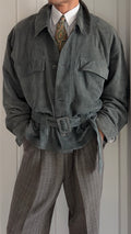 Umberto Ginocchietti 1980s Belted Suede Leather Jacket - Size M