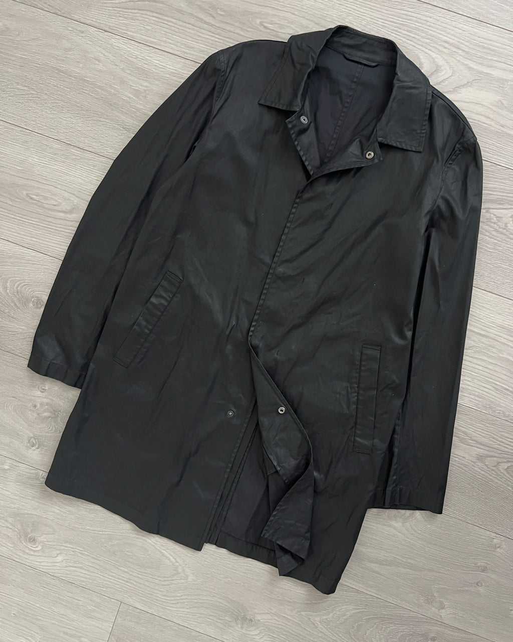 Jil Sander by Raf Simons 00s Waxed Snap Button Coat - Size S
