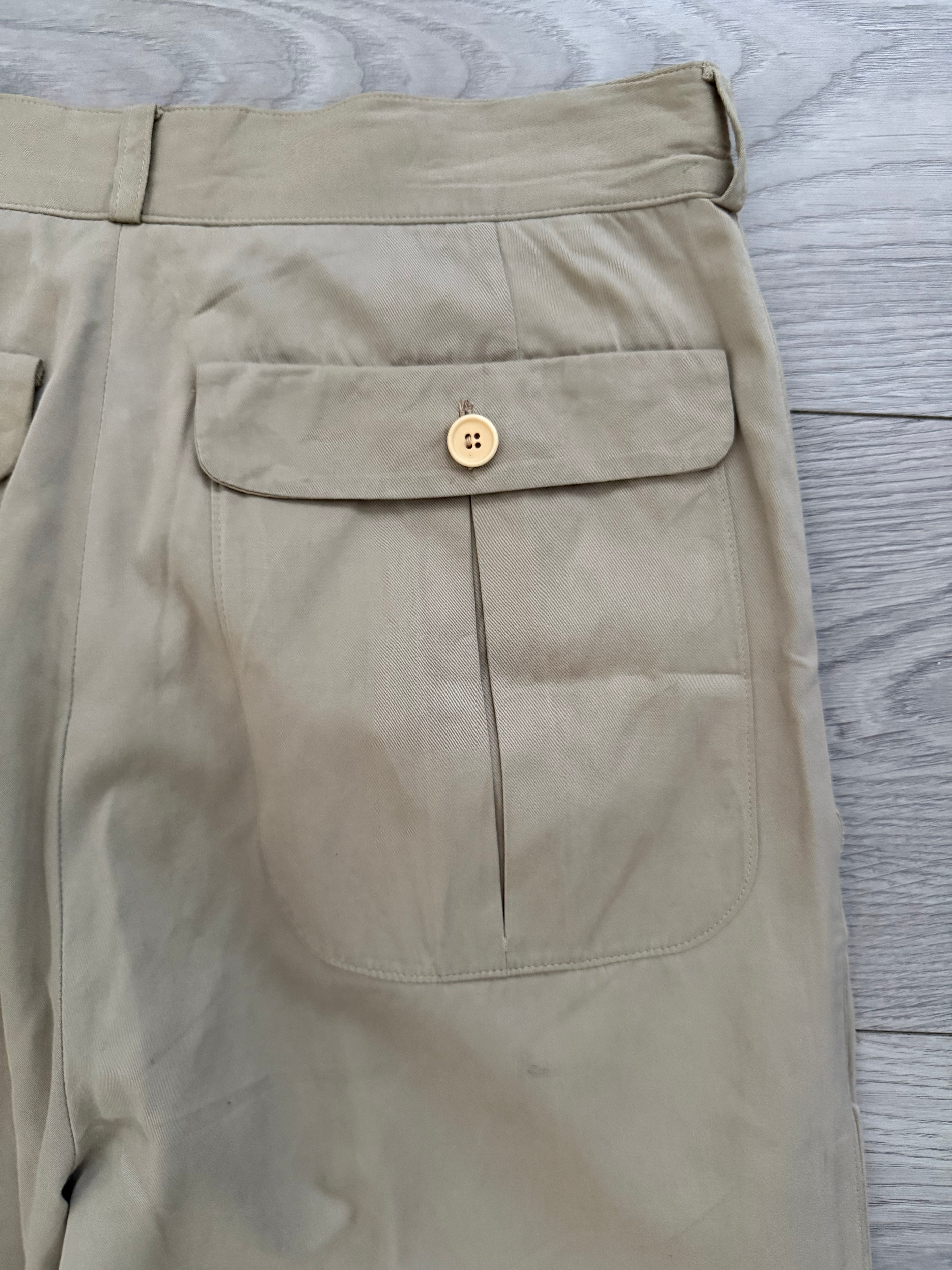 Versace 1980s Double-Pleat Beige Pants - Size 29" Waist