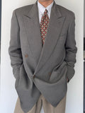 Giorgio Armani 1980s Peaked Lapel Double Breasted Textured Wool Sports Blazer Jacket - Size L
