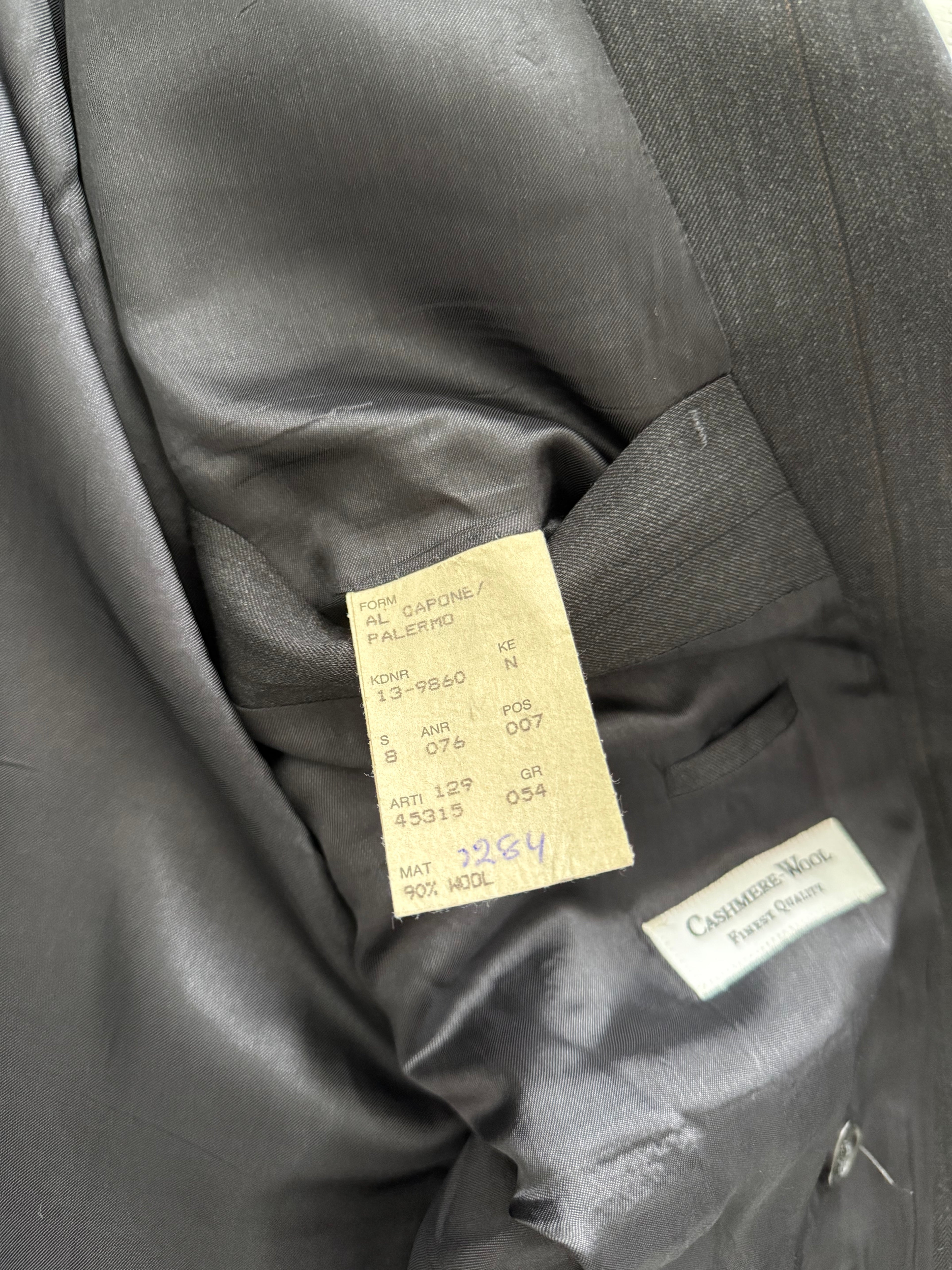 Hugo Boss 1980s 'Al Capone' Double Breasted Pleated Wool Cashmere Suit - Size XXL Jacket / 36" Waist