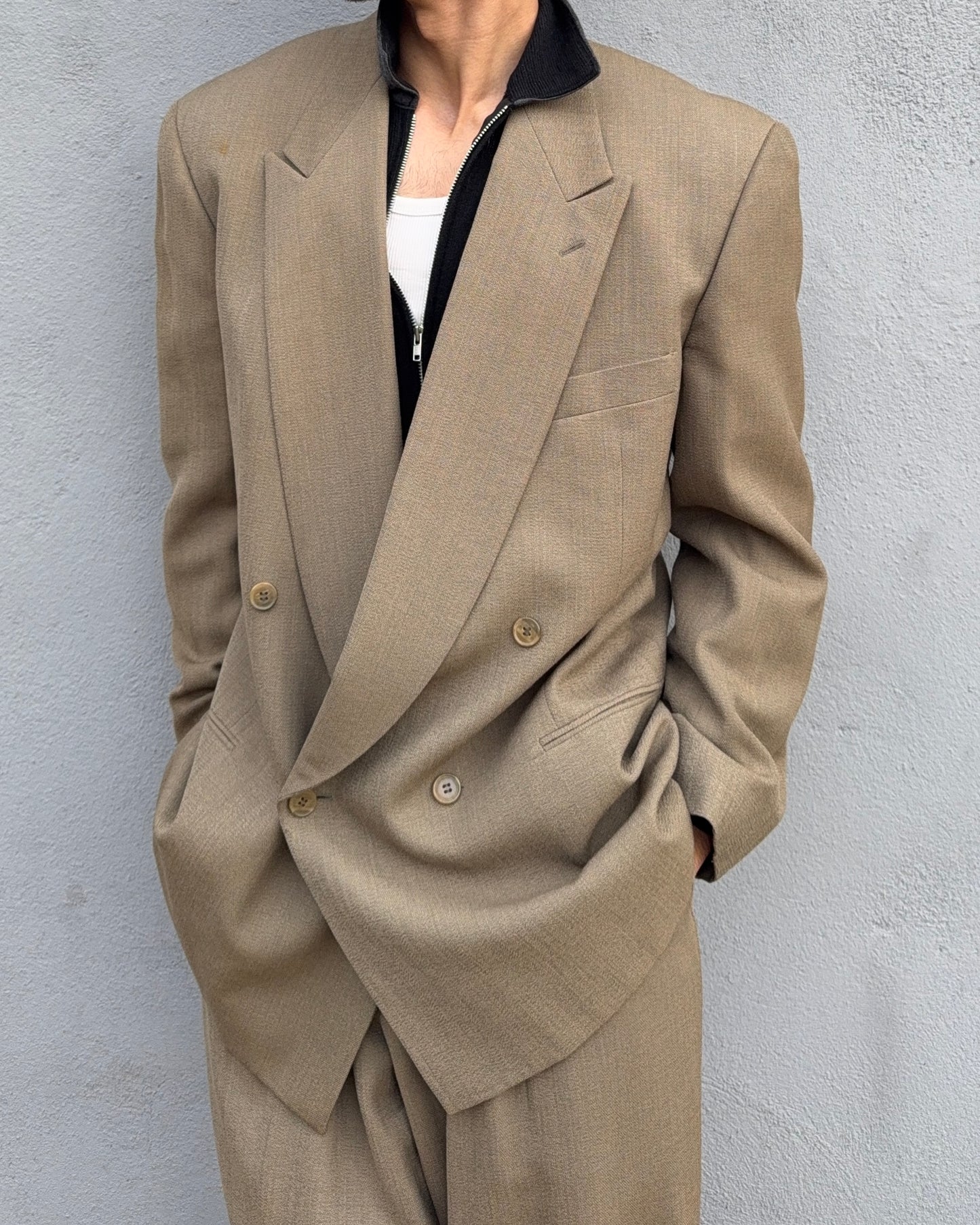 Giorgi Armani 1980s Pleated Double-Breasted Suit - Size L Jacket / 34" Waist