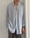 Giorgio Armani 1980s Chiffon Pleated Relaxed Blue Shirt - Size XL