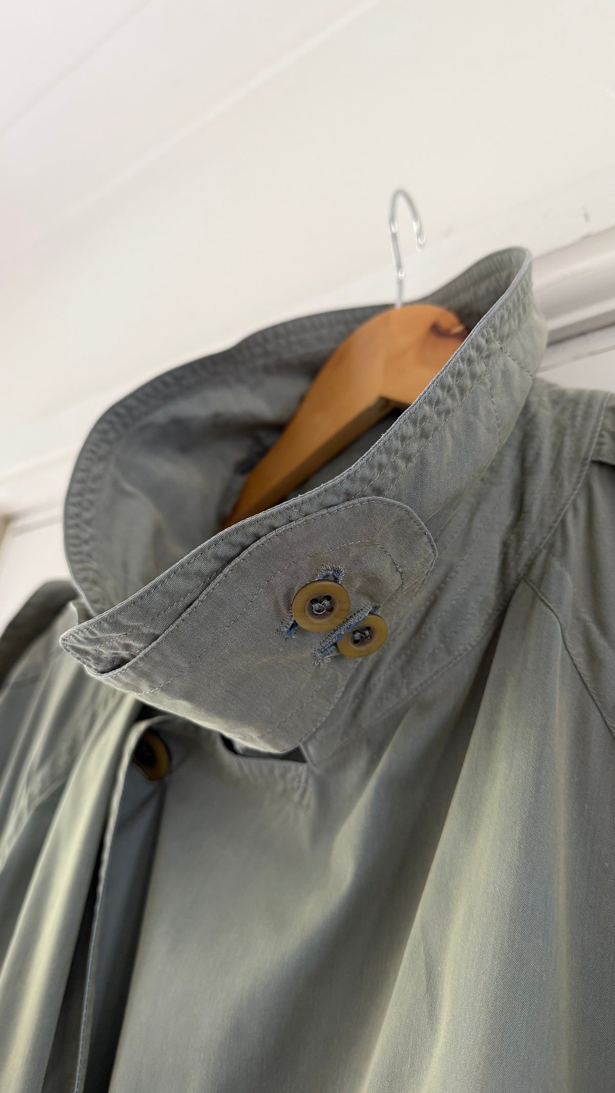 Hugo Boss 1980s Wool Cotton Steel Blue Trench Coat - Size L