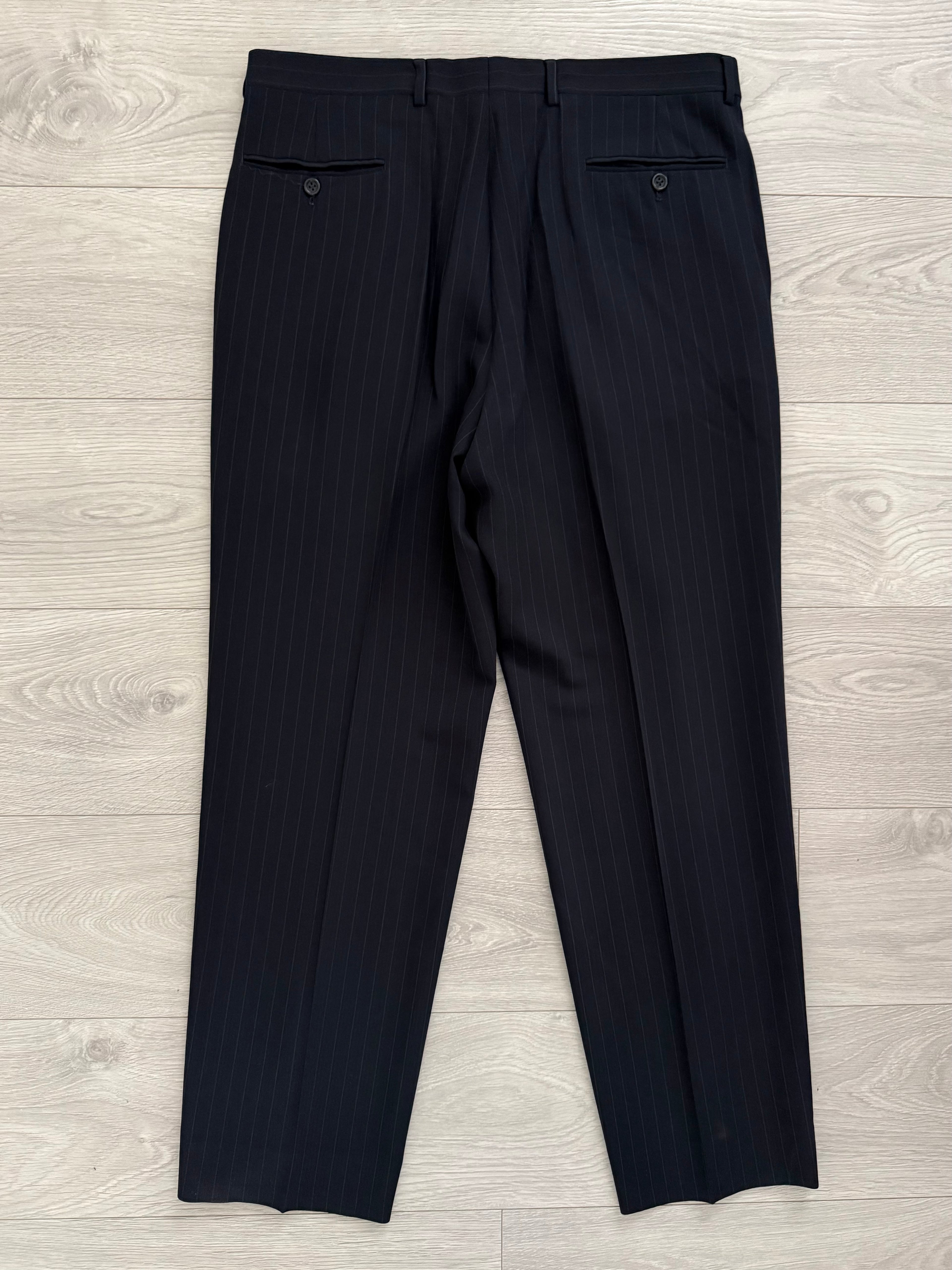 Armani 1990s Striped Wool Pleated Suit - Size XL Jacket / 36" Waist