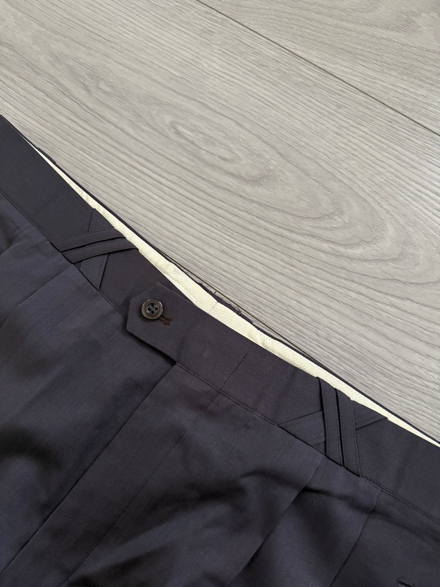 Yves Saint Laurent 1990s Double-Breasted Pleated Wool Suit - Size XL Jacket / 36" Waist