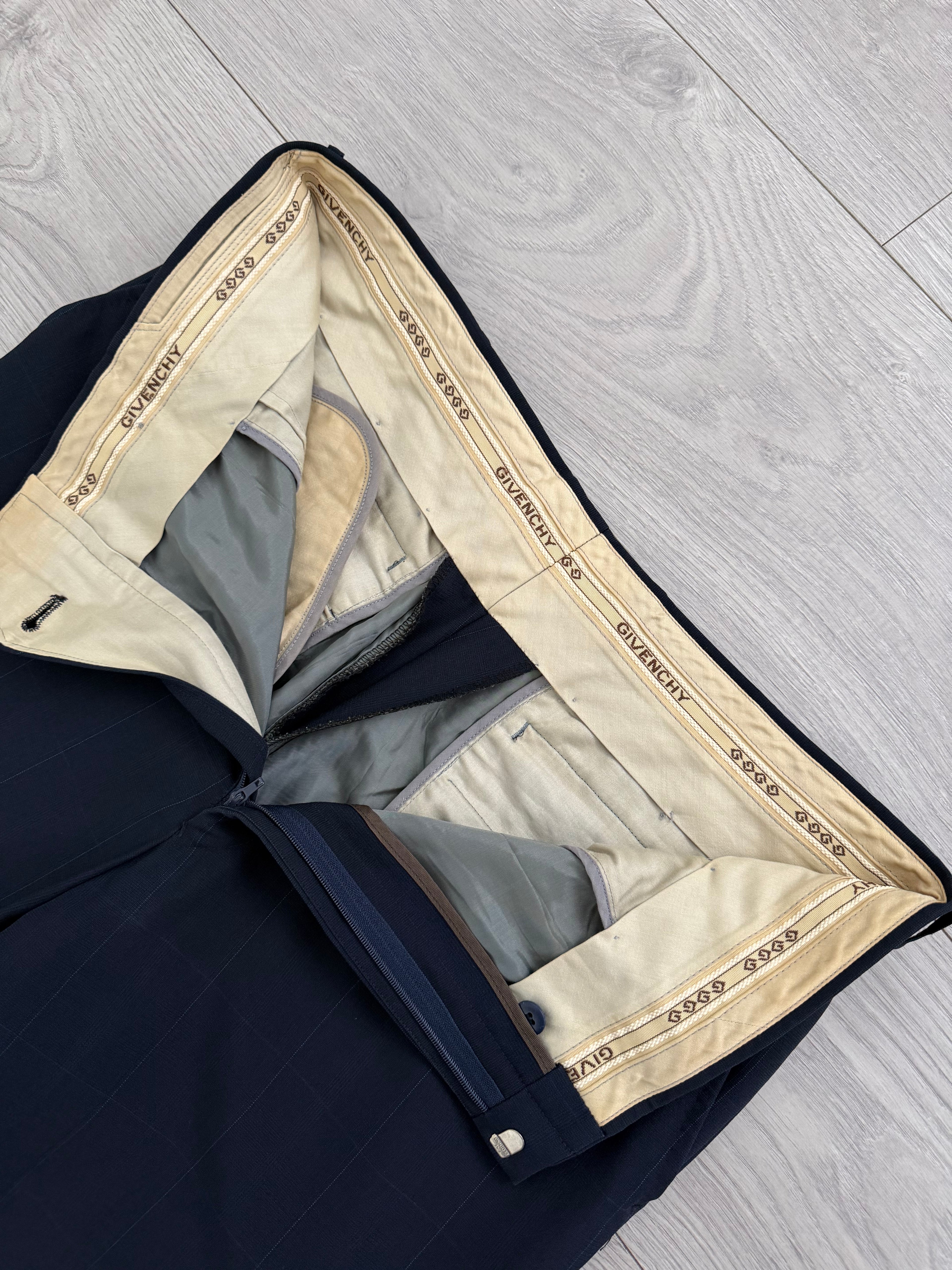 Givenchy 1990s Navy Wool Pants - Size 34" Waist