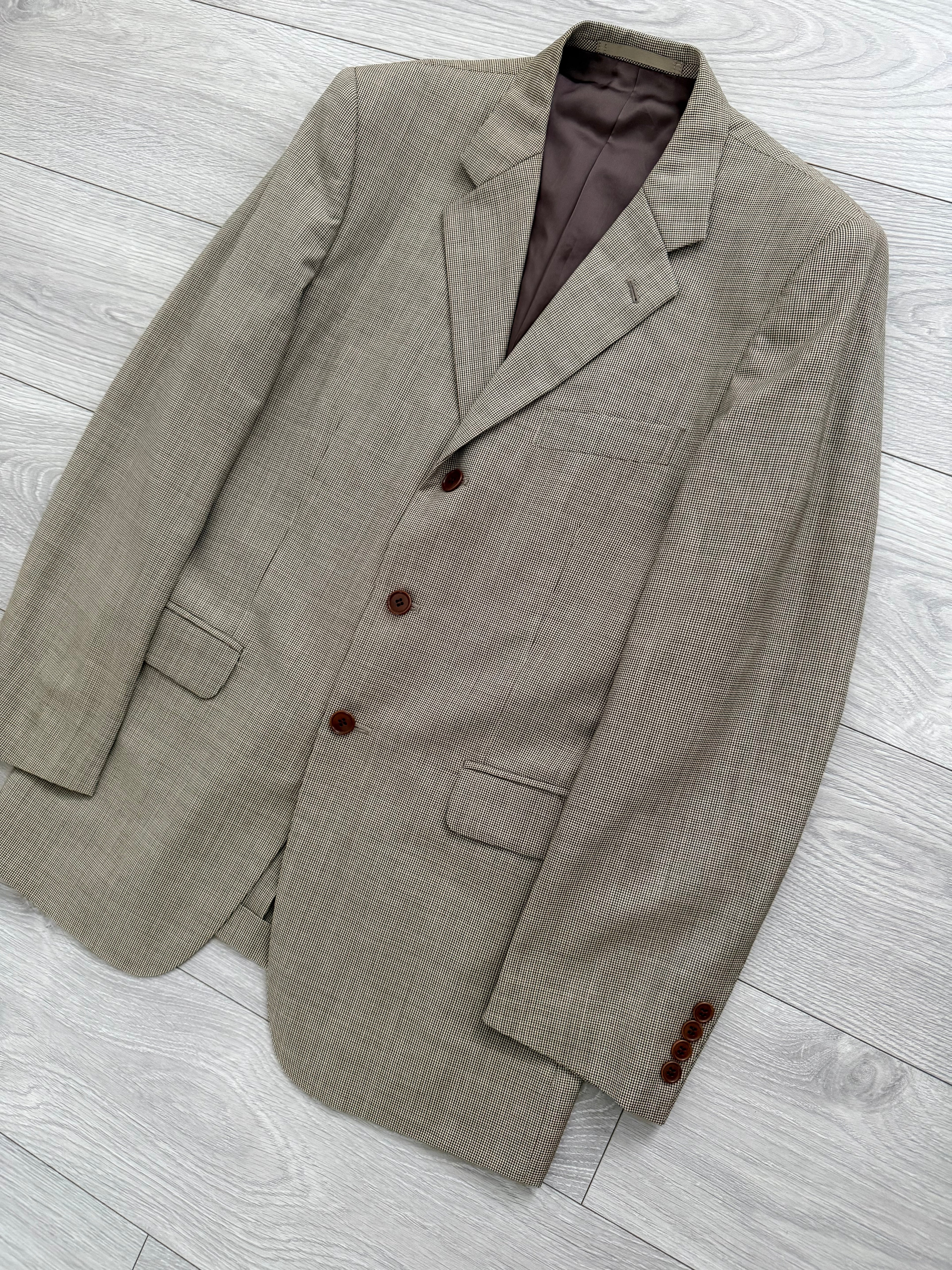 Paul Smith 1990s 3B Double Pleat Micro Houndstooth Marzotto Fabric Wool Suit - Size S Jacket / 30" Waist