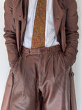 Valentino 1980s Pleated Leather Brown Pants - Size 30" Waist
