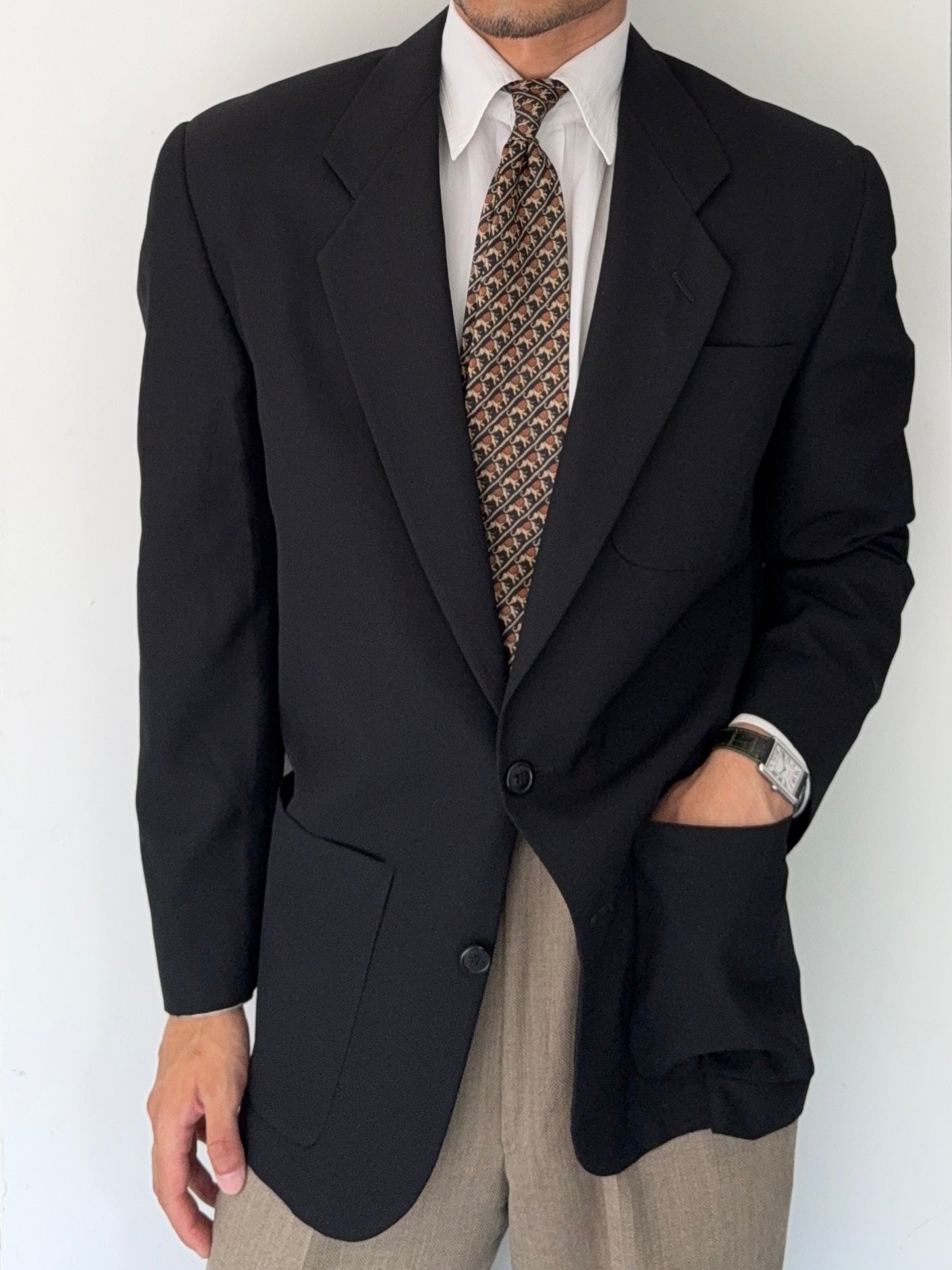 Emporio Armani 1980s 2B Unlined Wool Sports Jacket Blazer - Size S