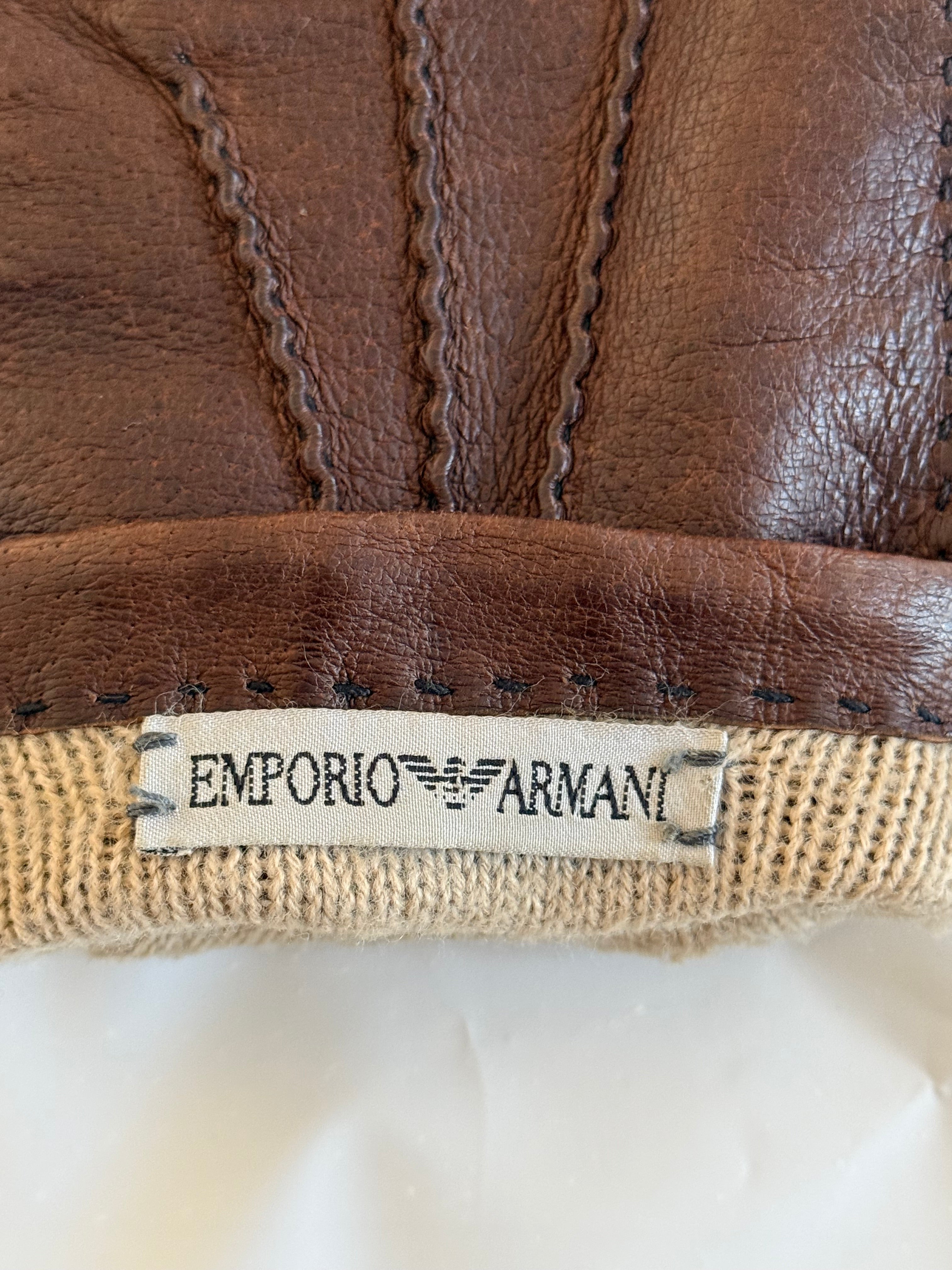 Emporio Armani 1990s Brown Leather Gloves