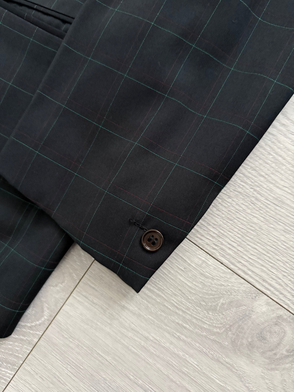 Versace 1980s Notch Lapel Double Breasted Pleated Wool Check Suit Black - Size M Jacket / 32" Waist