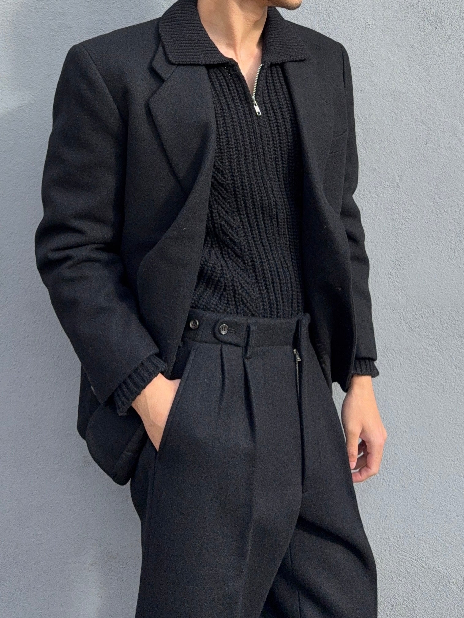Comme Des Garcons Homme 1980s Triple Pleat Melton Wool Suit - M Jacket / 32" Waist
