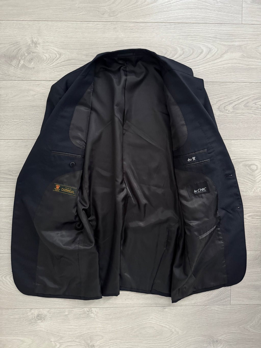 Le Chic Doremuil Fabric Pleated Wool Suit - Size L Jacket / 34" Waist