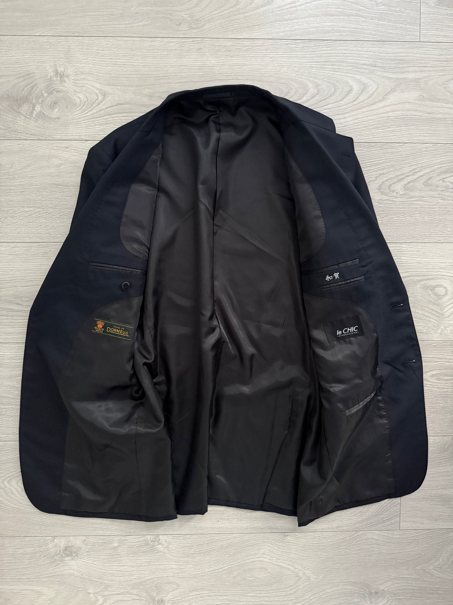 Le Chic Doremuil Fabric Pleated Wool Suit - Size L Jacket / 34" Waist