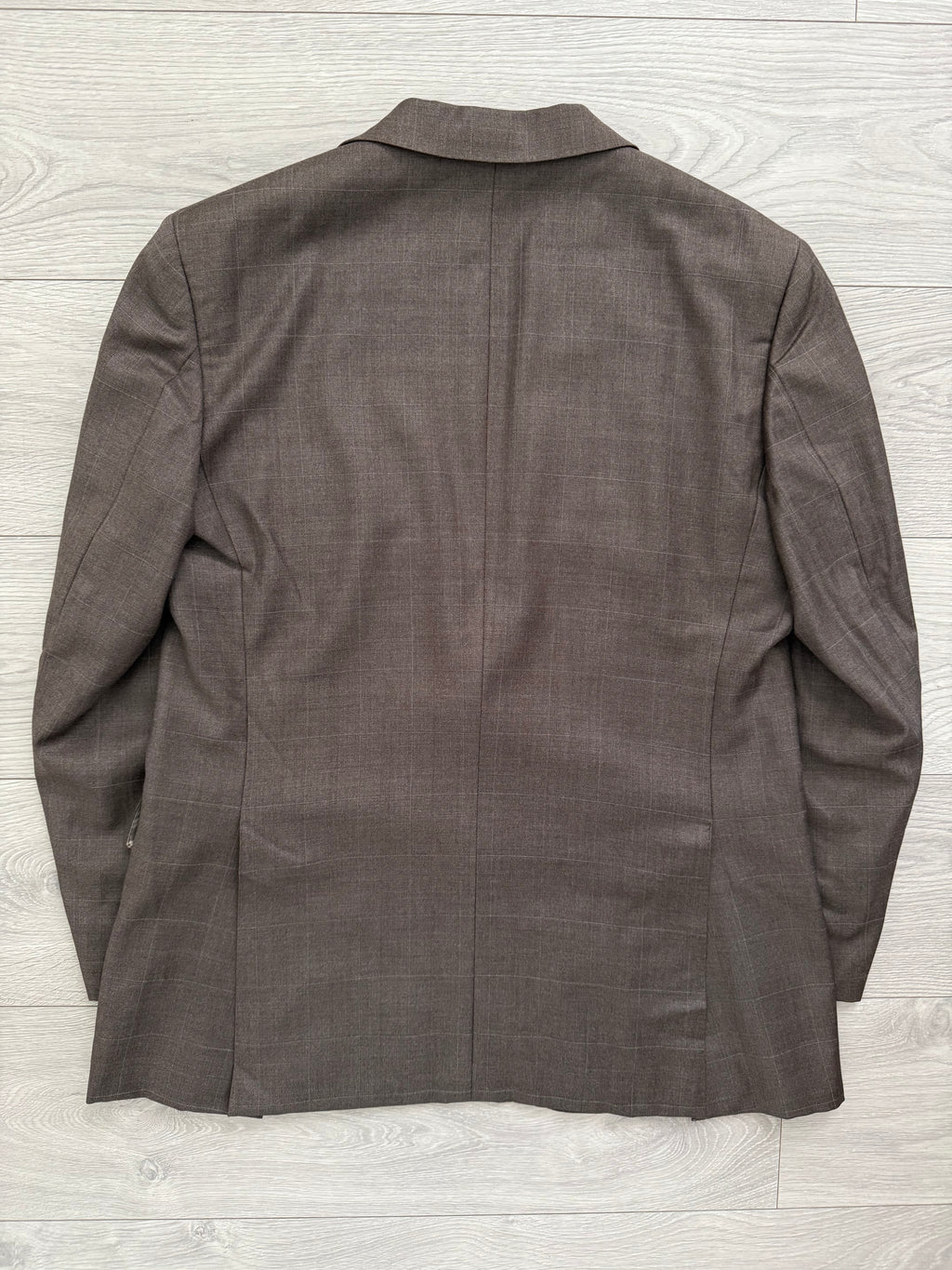 Burberry 1990s 2B Zegna Wool Check Double-Pleat Brown Suit - Size M Jacket / 33" Waist