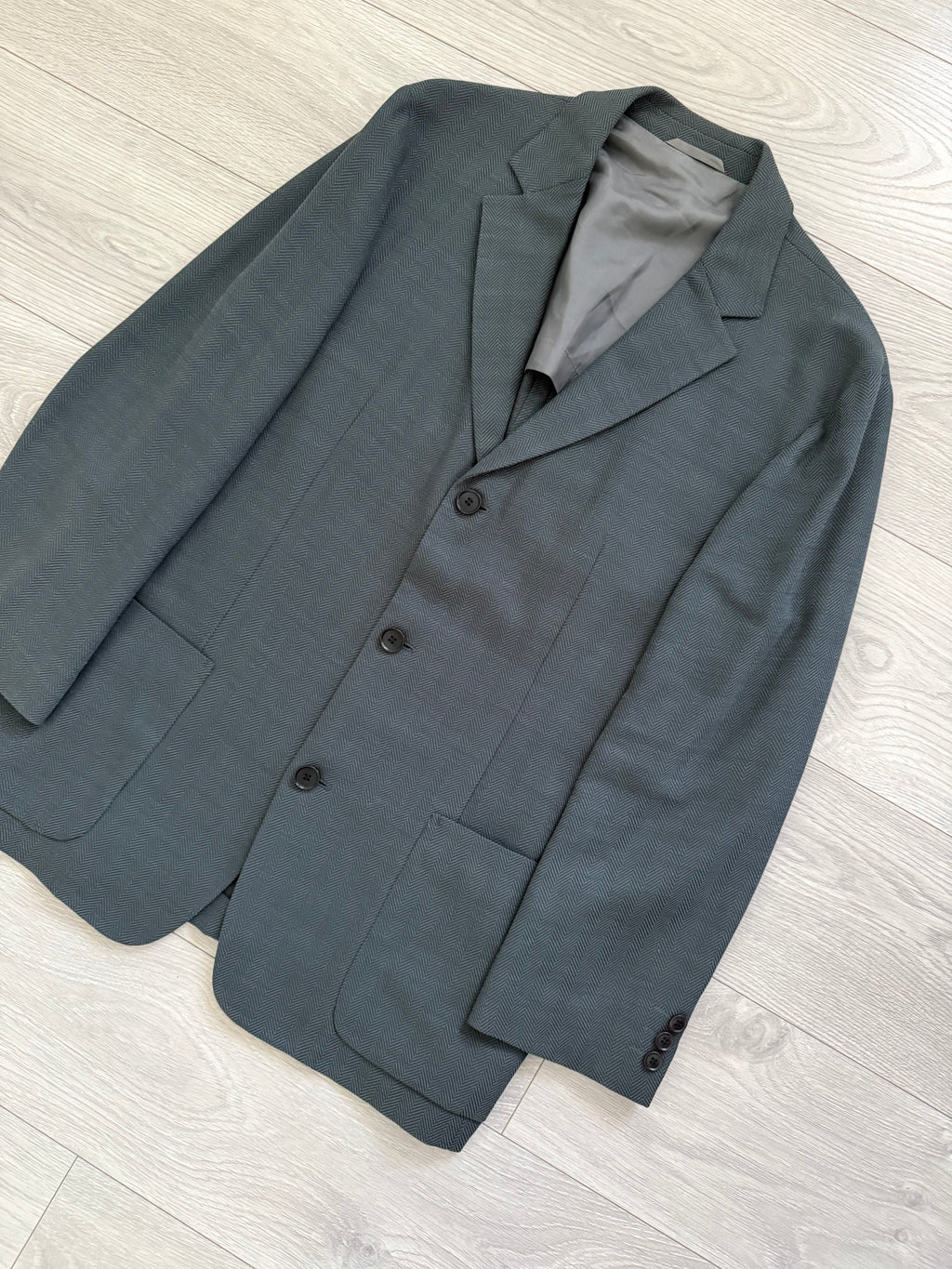Hugo Boss 1990s Unstructured Herringbone Wool 'Gamma' Jacket - Size XL