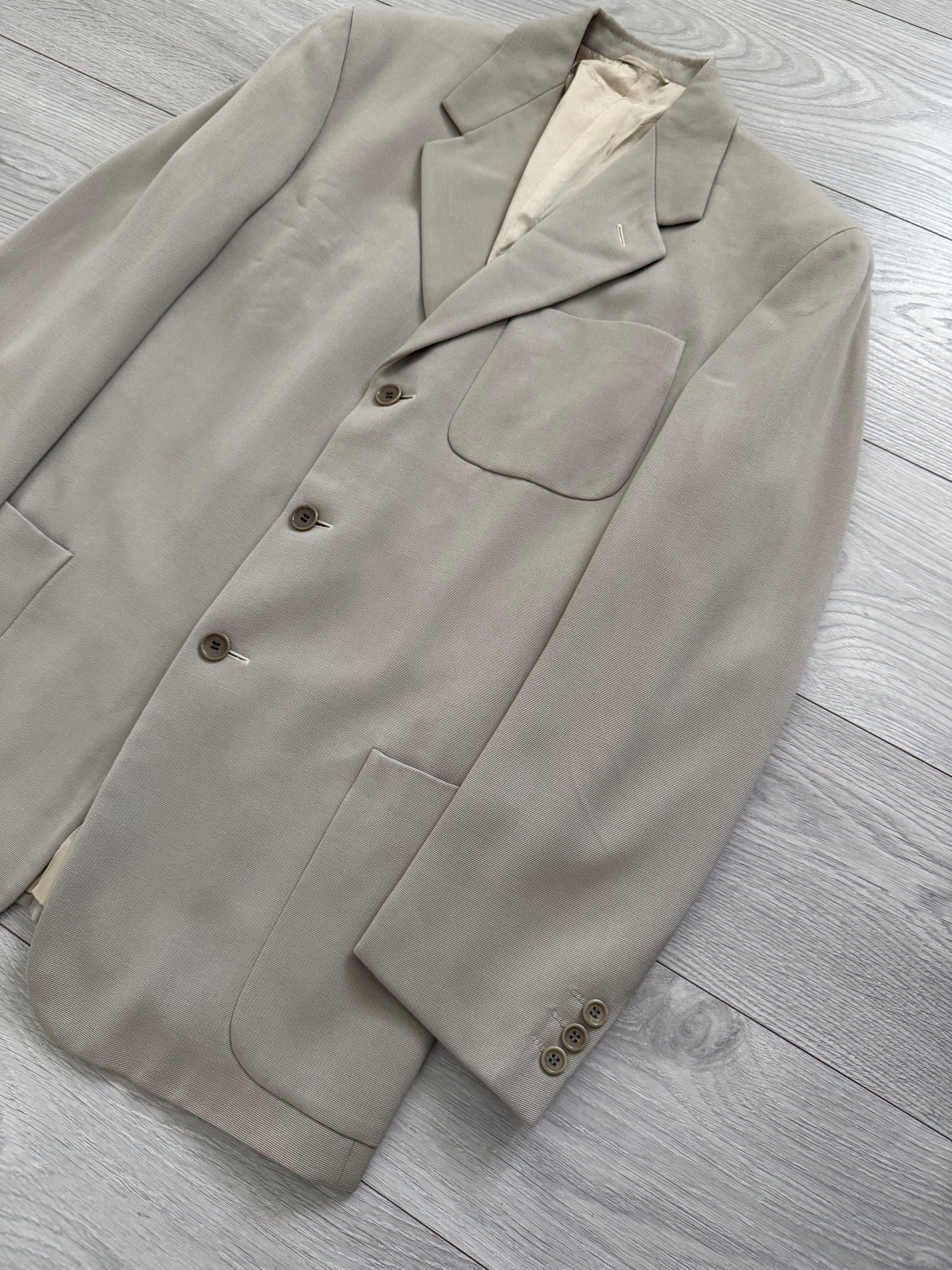 Hilton Armani 1990s Draped Wool 3B Ecru Sports Jacket Blazer - Size M