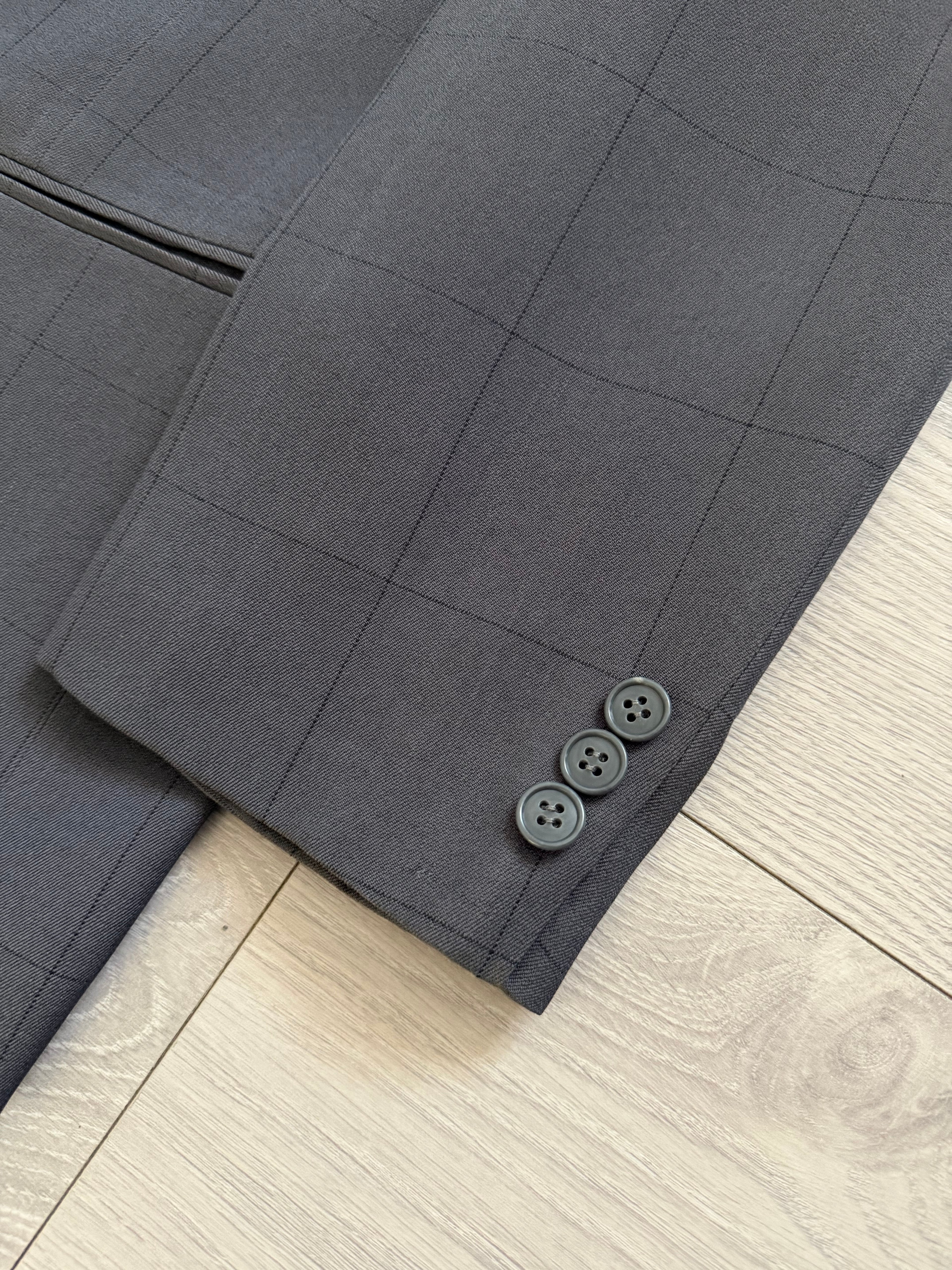 Giorgio Armani Mainline 1980s 2B Double Pleat Draped Grey Suit - Size S Jacket / 29" Waist