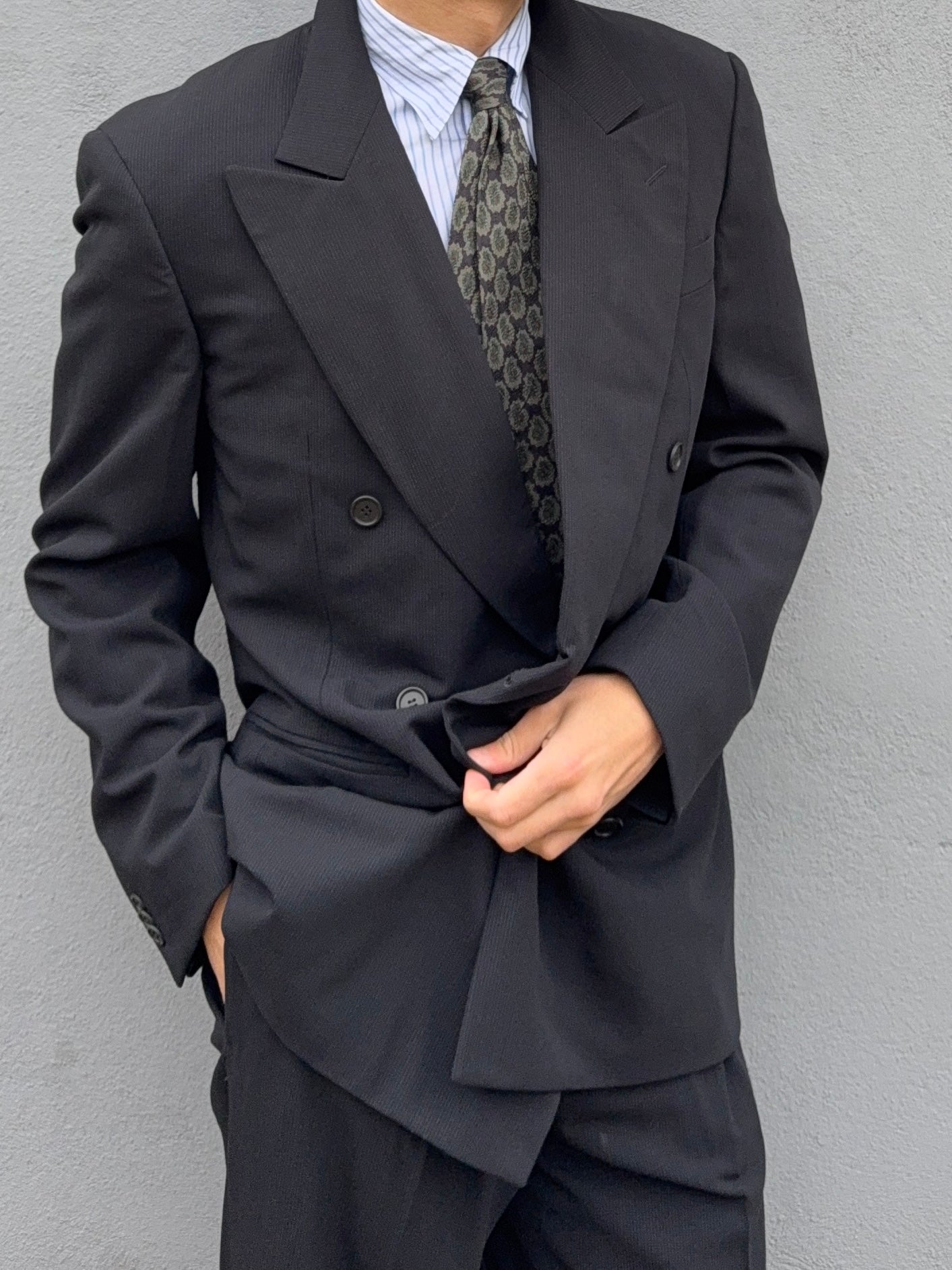 Giorgio Armani 1990s Double Breasted 6B Pleated Wool Suit - Size M Jacket / 30" Waist