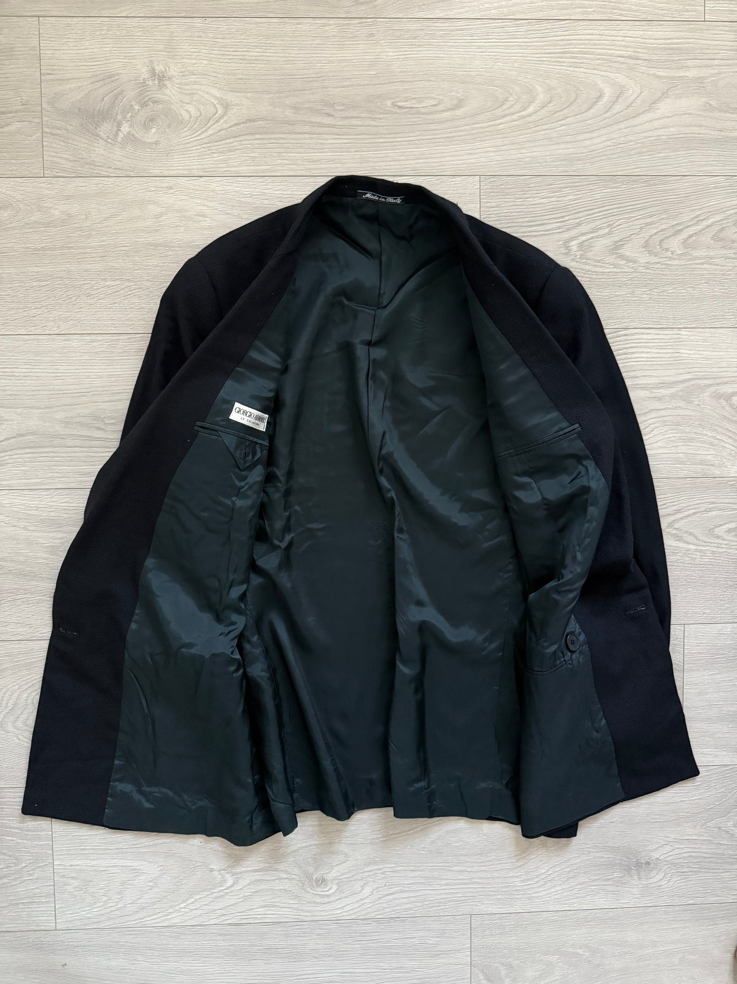 Giorgi Armani 1980s Pleated Double-Breasted Textured Suit - Size L Jacket / 34" Waist