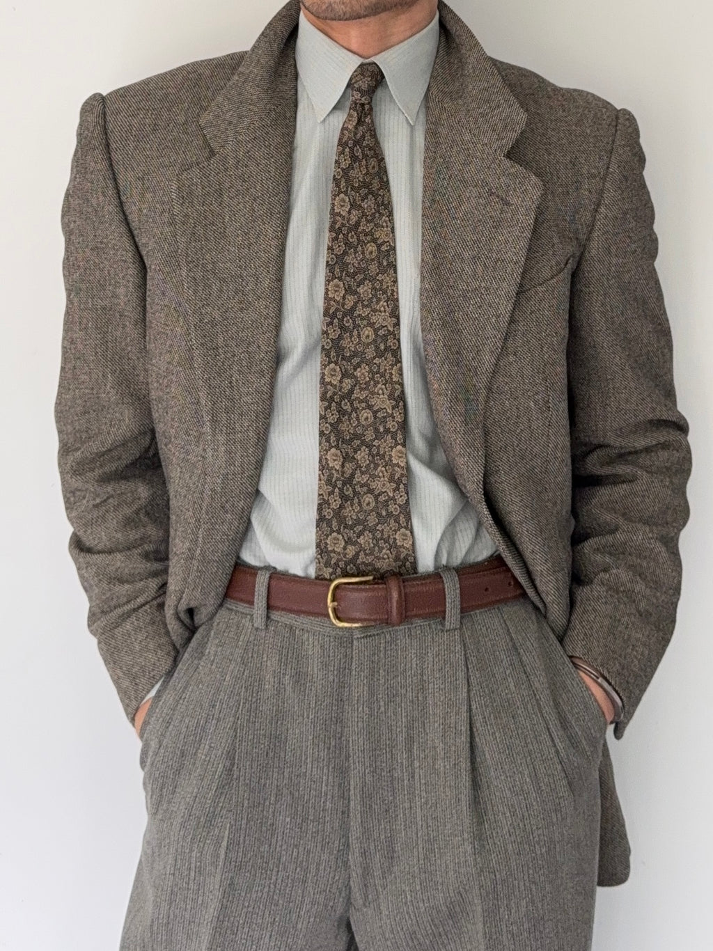 Giorgio Armani Black Label 1990s Textured Wool Check Sports Jacket Blazer - Size S