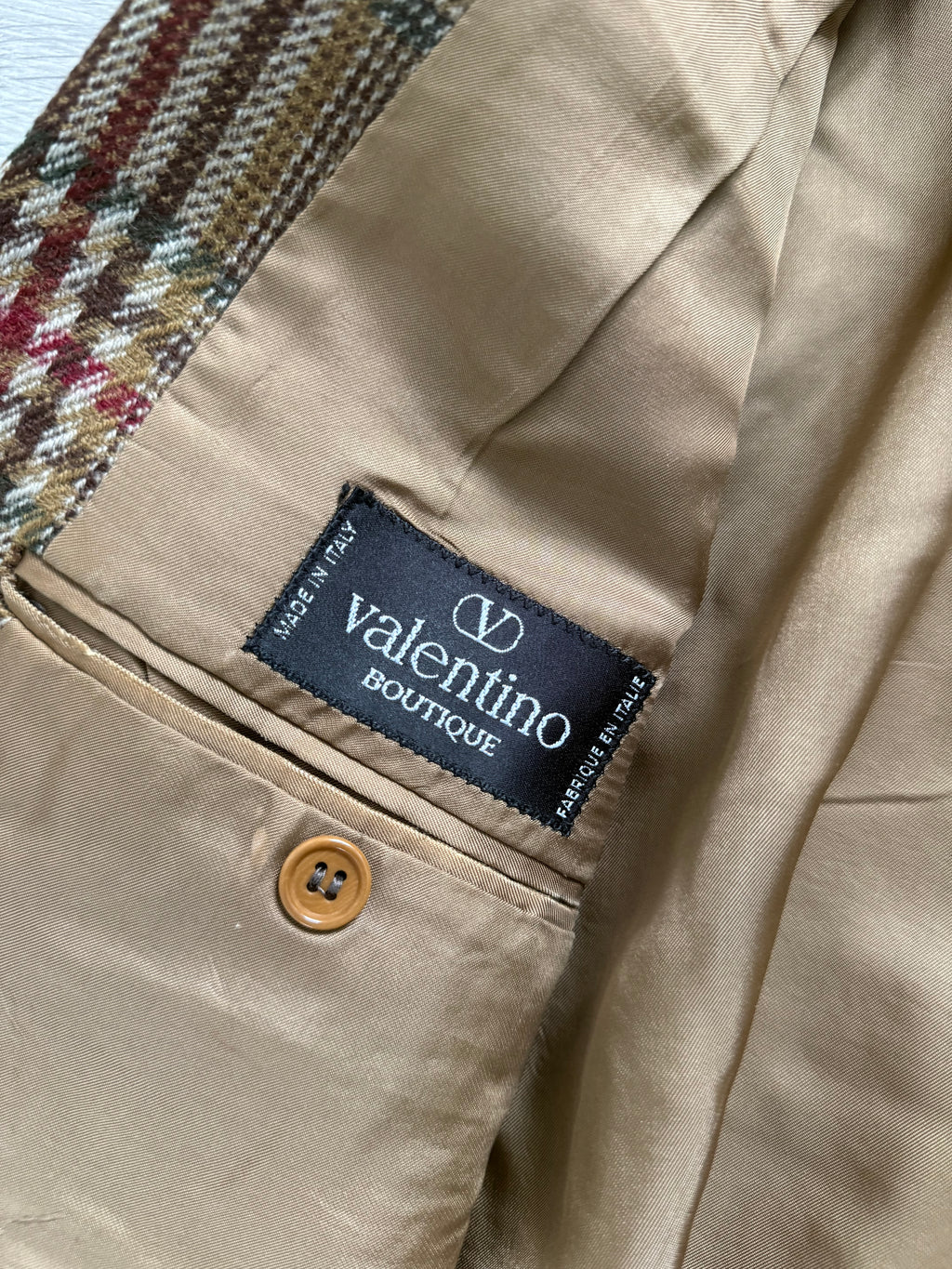 Valentino 1980s 2B Textured Wool Check Sports Jacket Blazer  - Size L