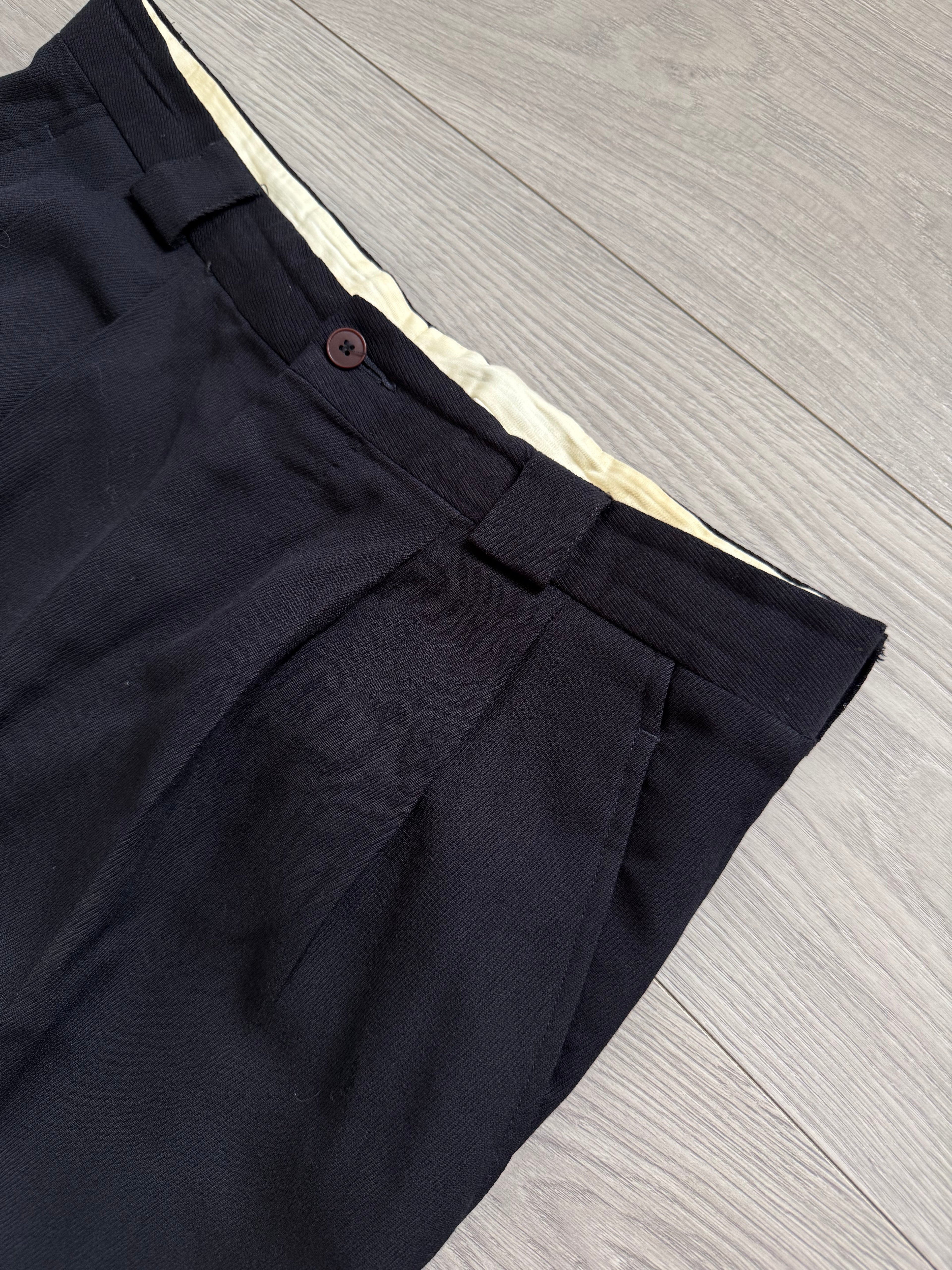 Giorgio Armani 1980s Double Pleat Wool Navy Pants - Size 36" Waist