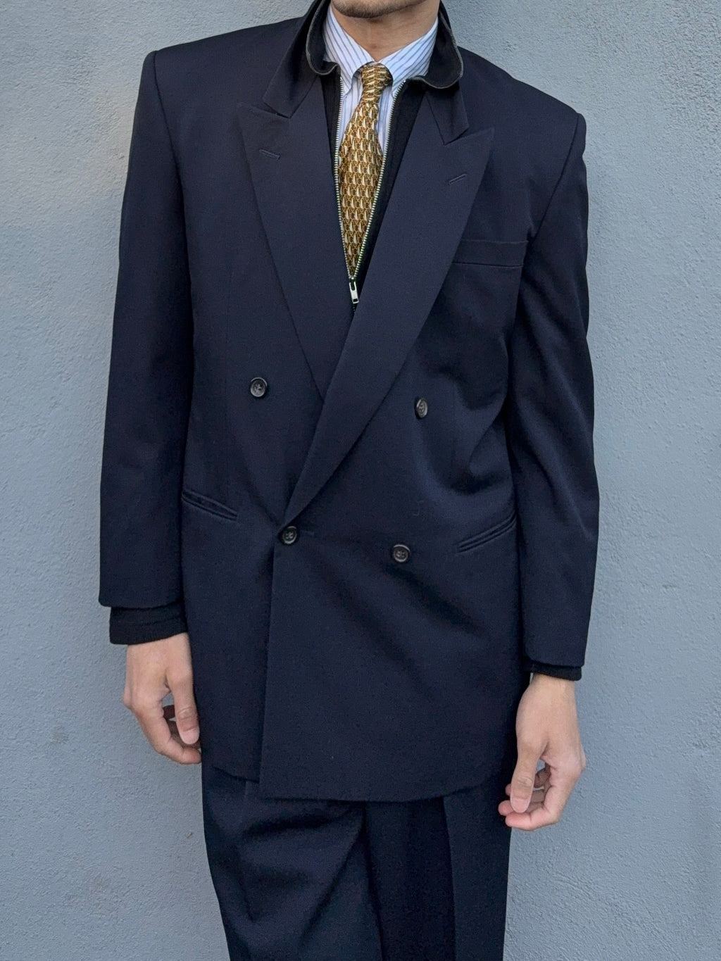 Comme Des Garcons Homme 1992 Double Breasted Pleated Wool Navy Suit - Size M Jacket / 30" Waist
