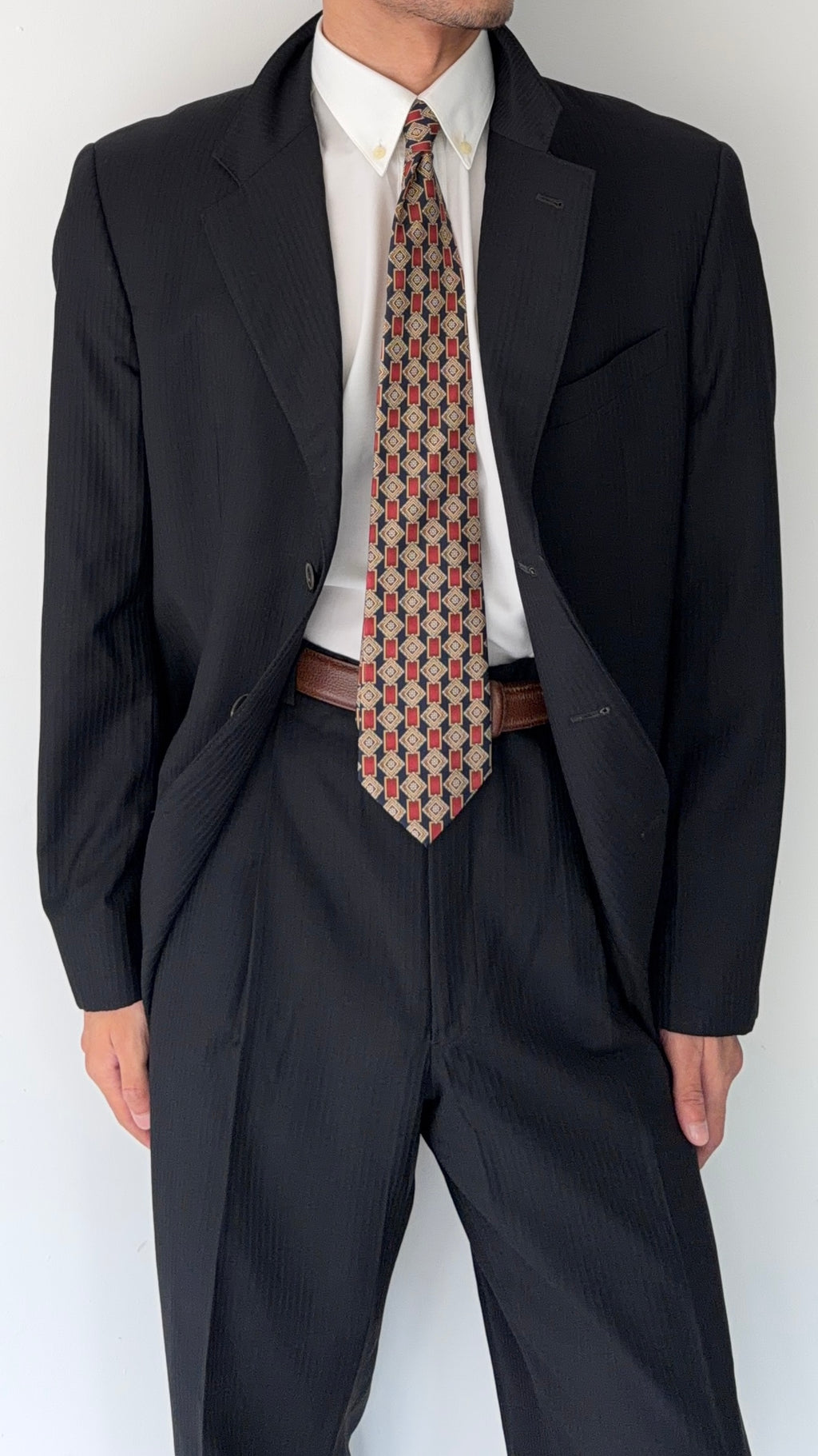 Armani 1990s Pleated Wool Suit  - Size L Jacket / 34" Waist
