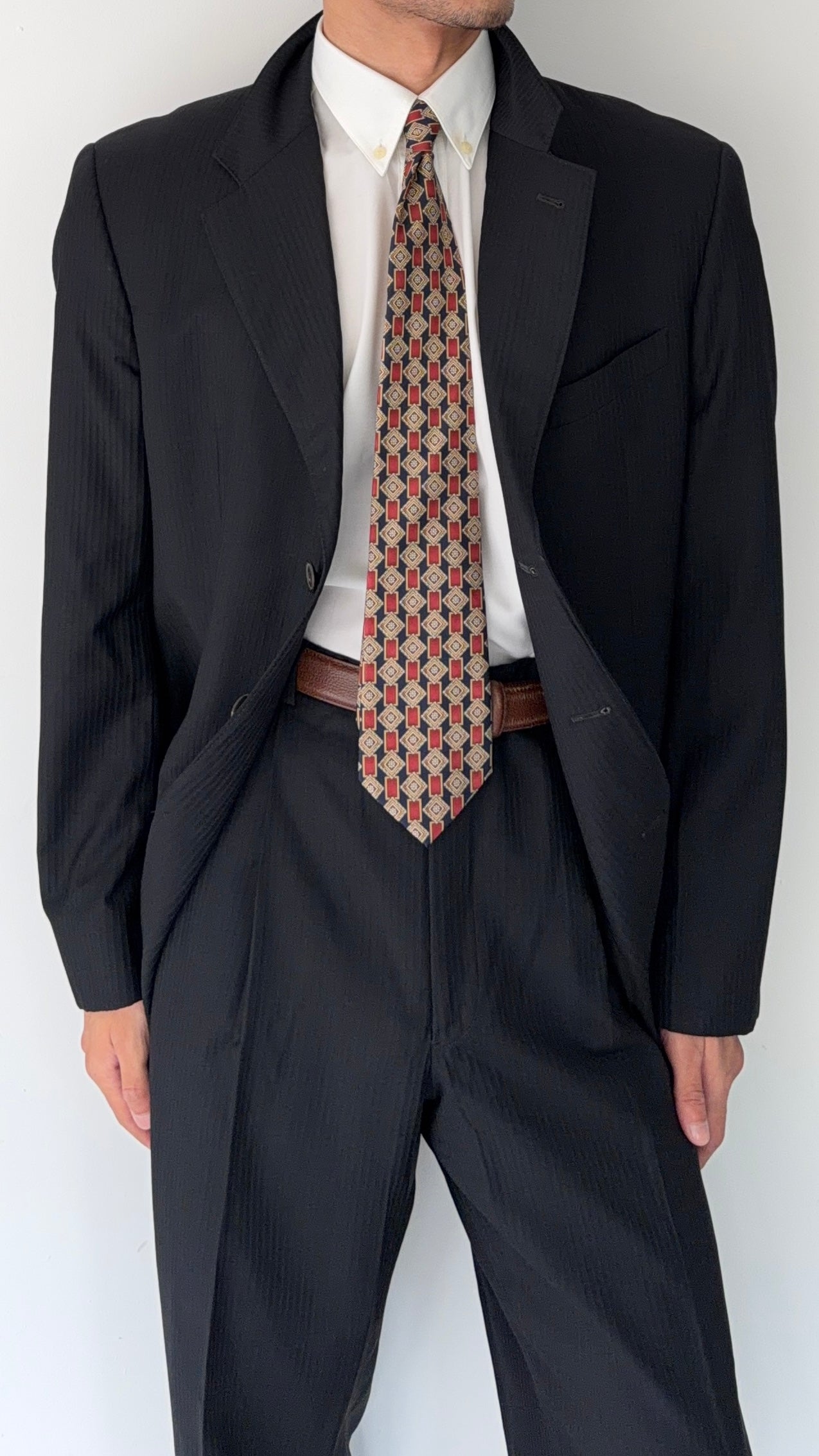 Armani 1990s Pleated Wool Suit  - Size L Jacket / 34" Waist