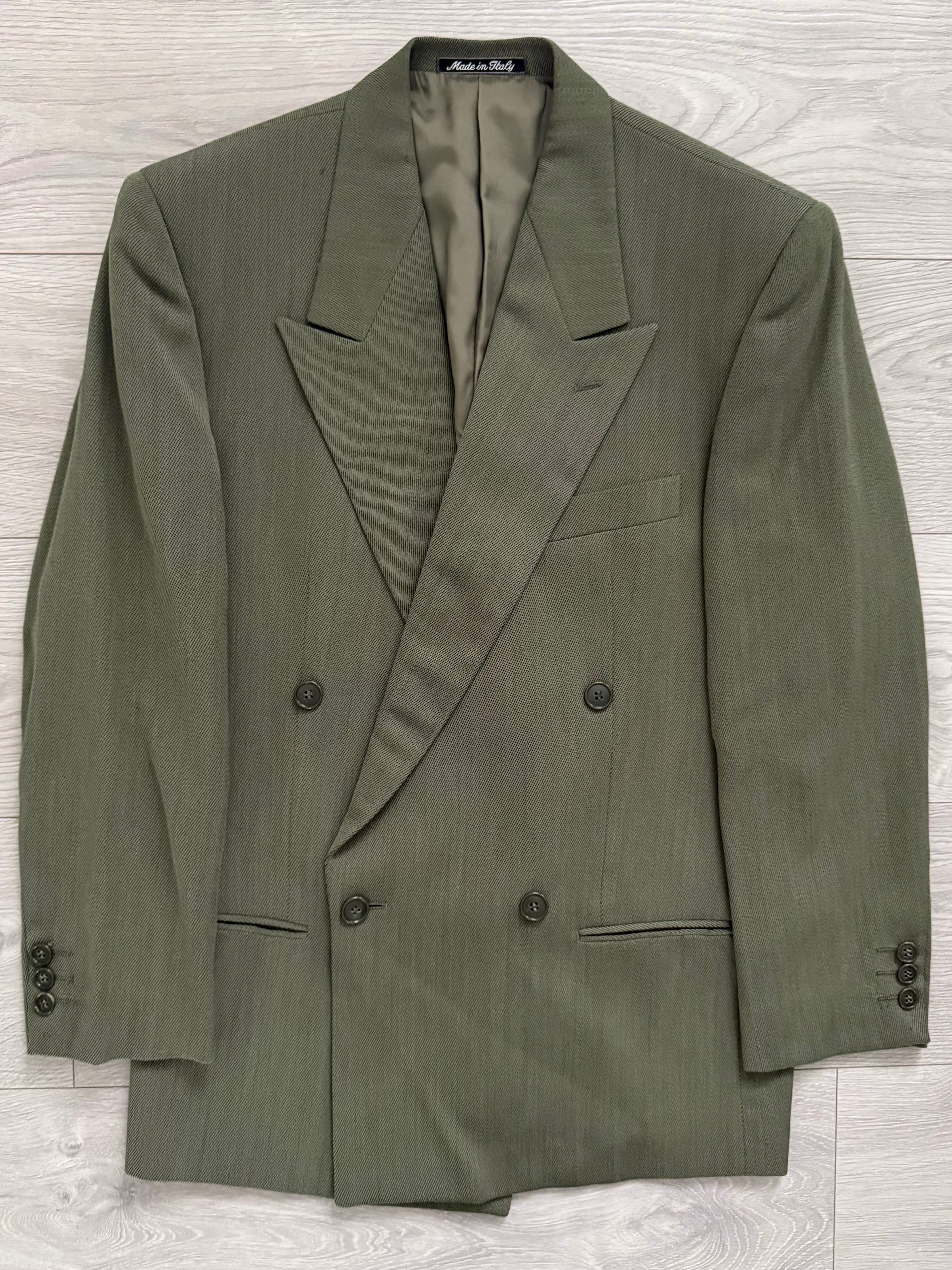 Giorgio Armani 1980s Double Breasted Pleated Wool Suit - Size S Jacket / 30" Waist