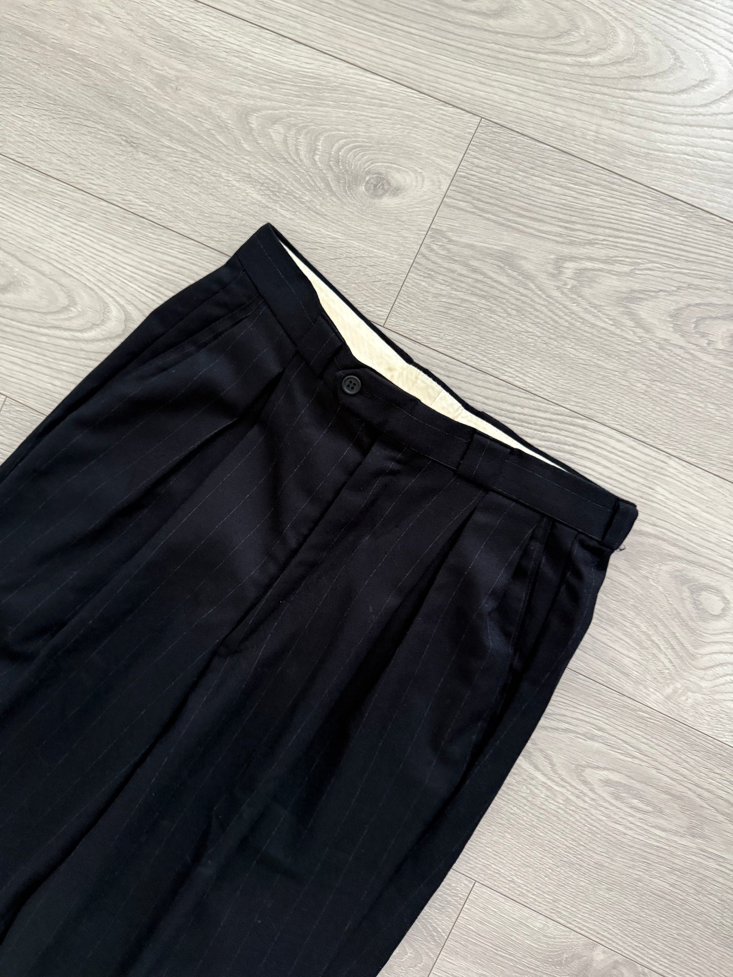 Giorgio Armani 1990s Double-Breasted Striped Wool Suit - Size M Jacket / 32" Waist