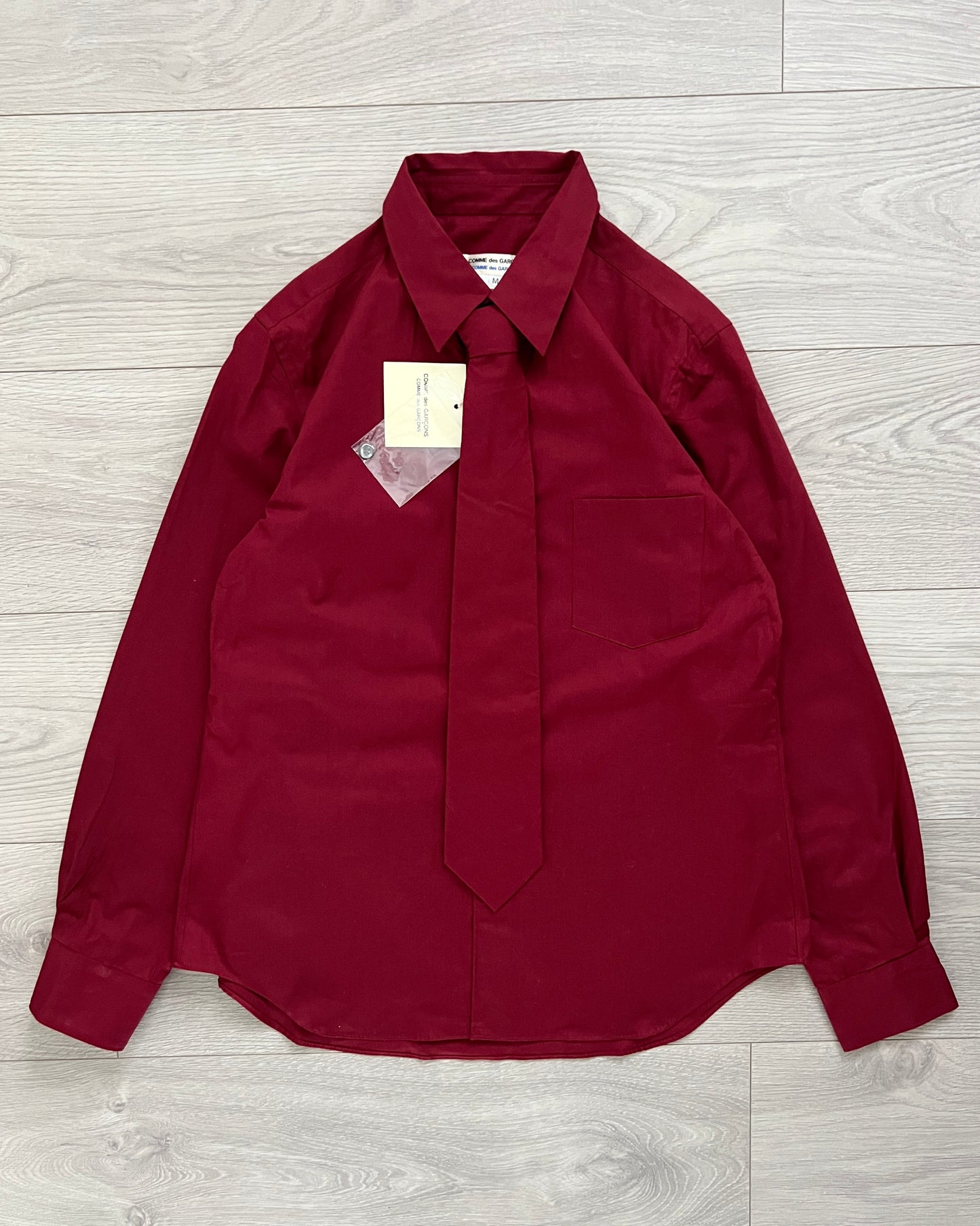 Comme Des Garcons Vintage Burgundy Shirt & Tie - Size S