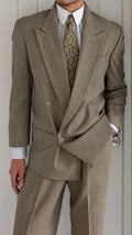 Emporio Armani 1980s Peaked Lapel Double Breasted Wool Check Sport Jacket Blazer - Size S