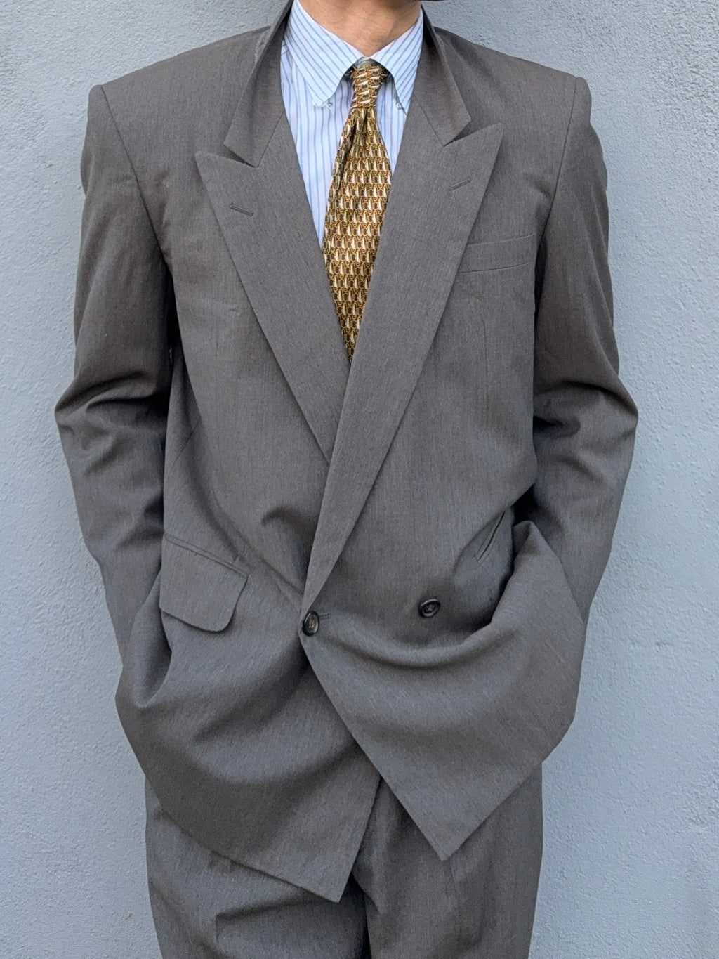 Comme Des Garcons Homme 1989 Double Breasted Pleated Wool Grey Suit - Size S Jacket / 28" Waist