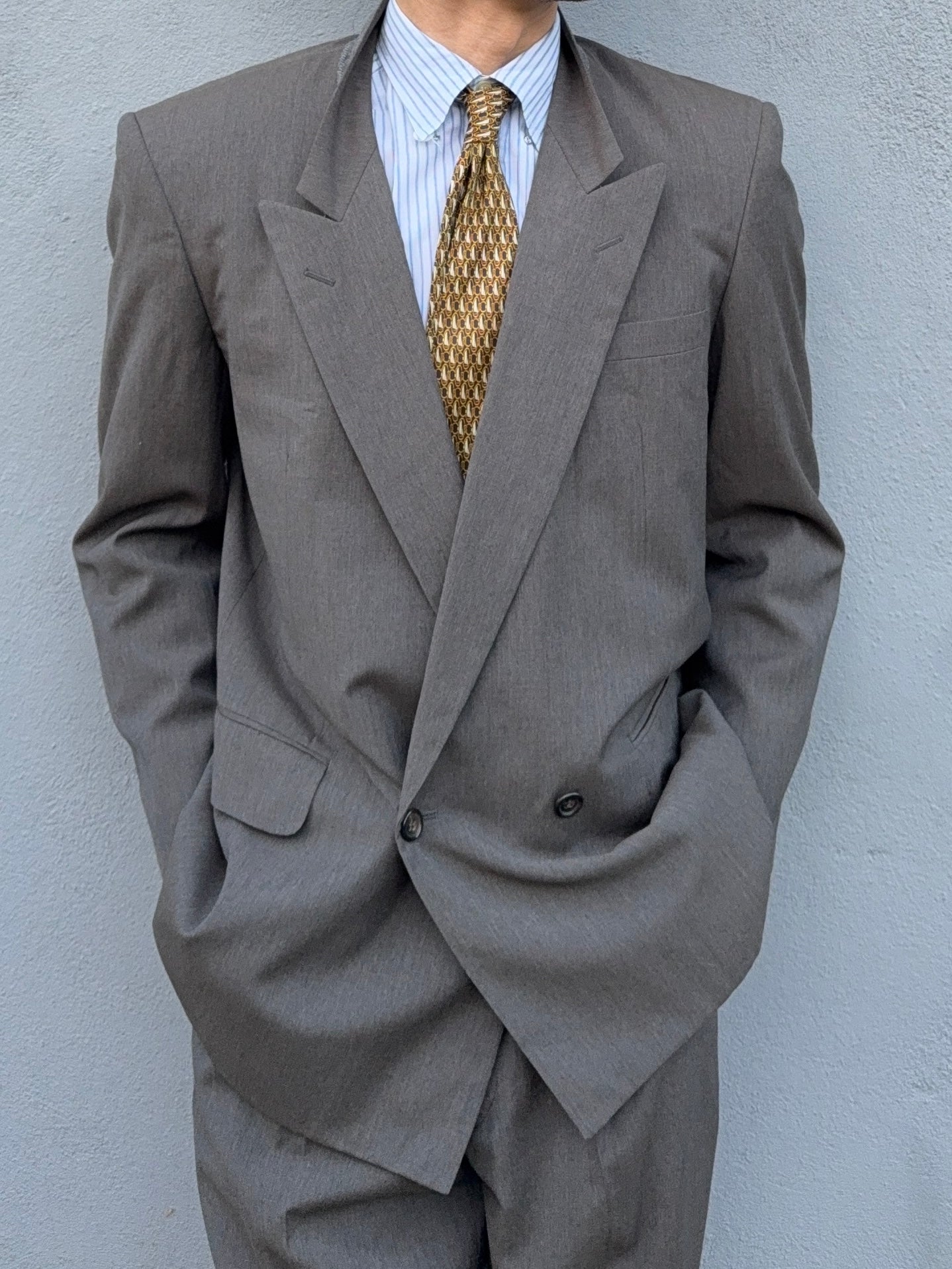 Comme Des Garcons Homme 1989 Double Breasted Pleated Wool Grey Suit - Size S Jacket / 28" Waist