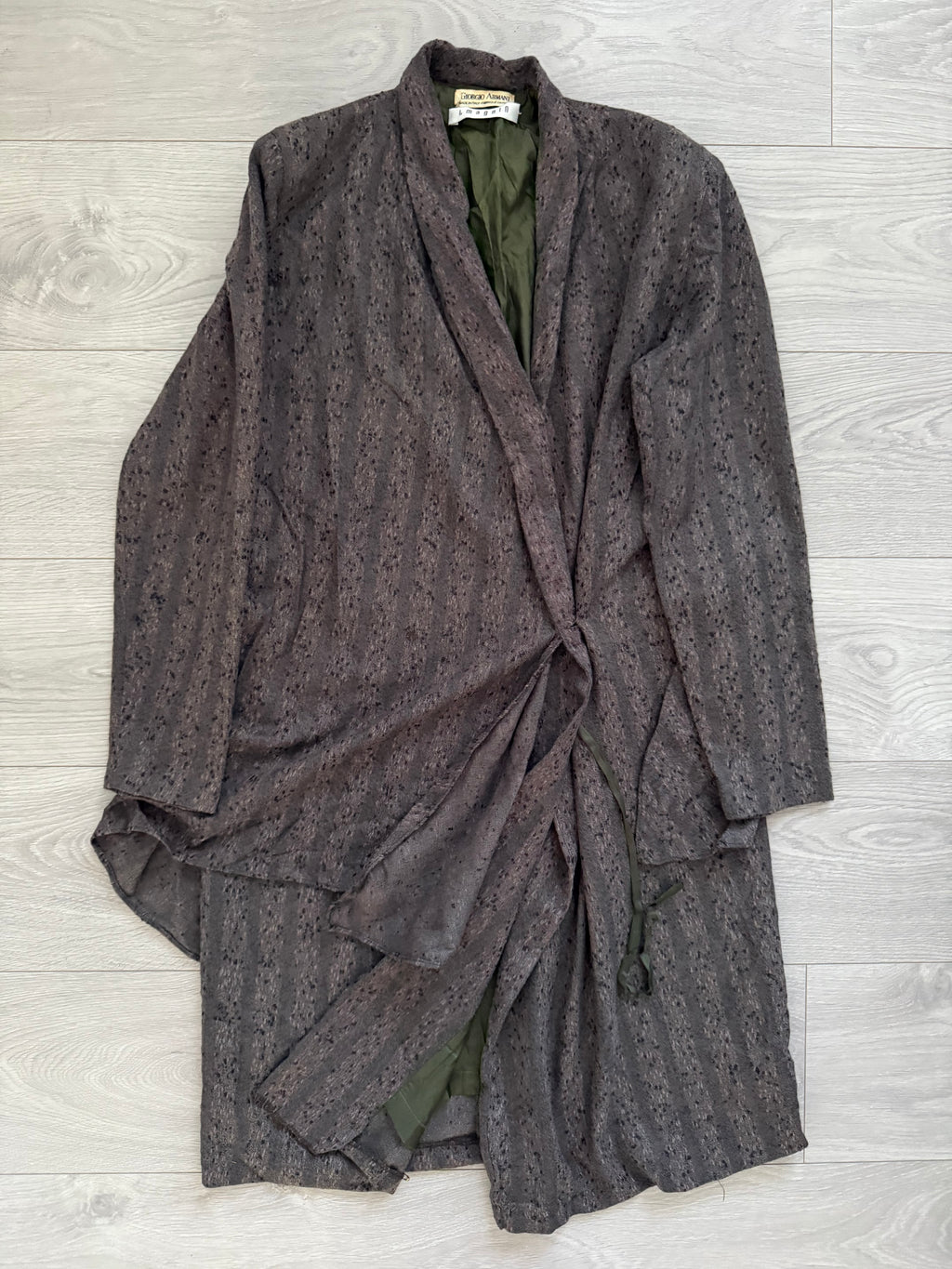 Giorgio Armani Womens 1970s Wool Texture Layered Robe - One Size