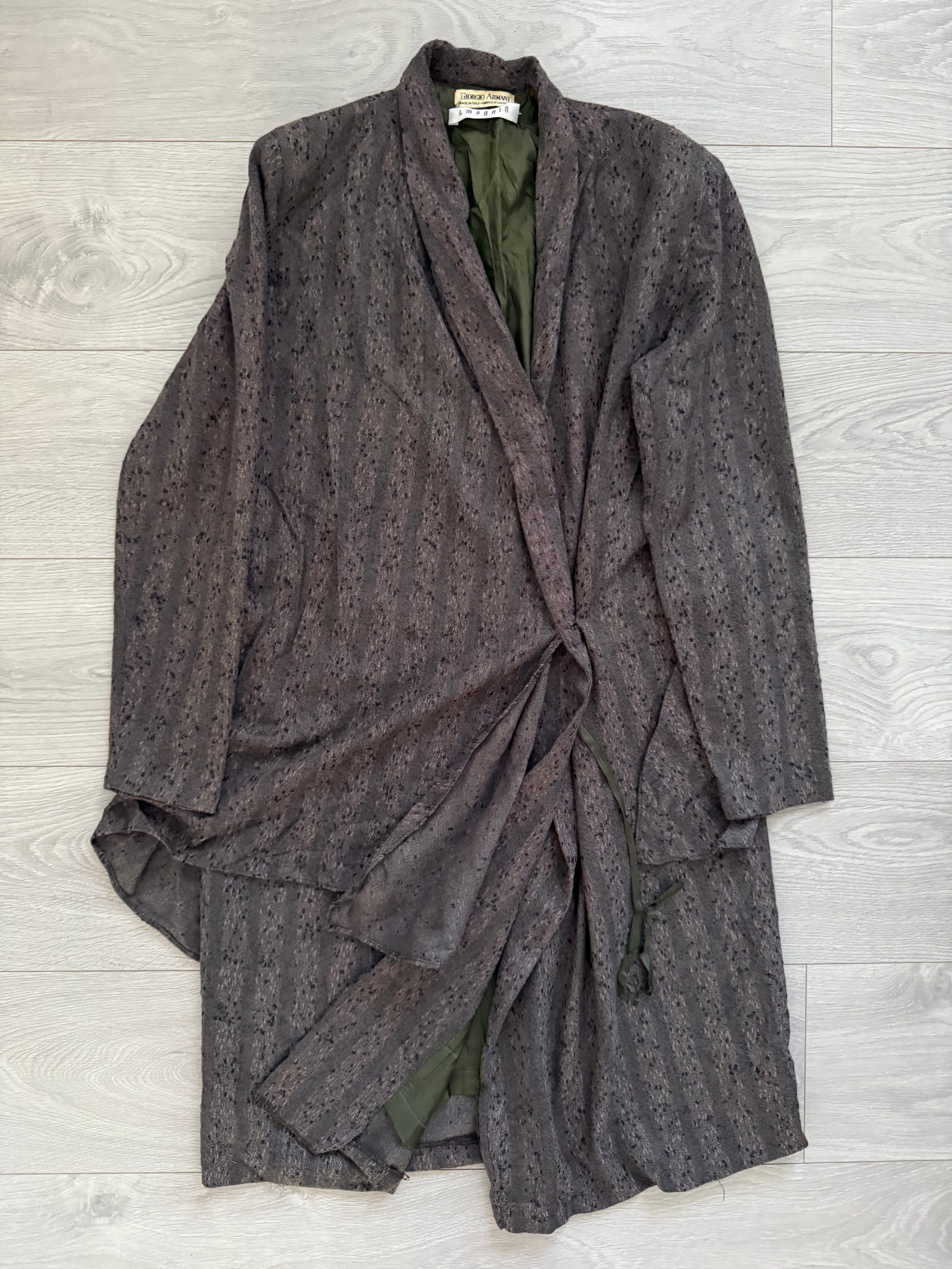 Giorgio Armani Womens 1970s Wool Texture Layered Robe - One Size