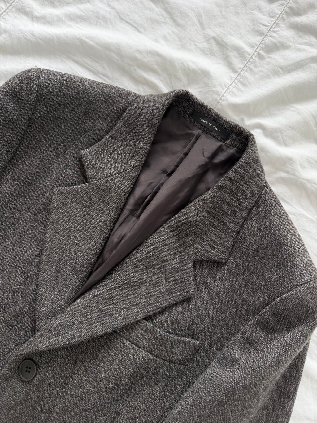 Emporio Armani 1990s 3B Wool Textured Sport Jacket Blazer Grey - Size S